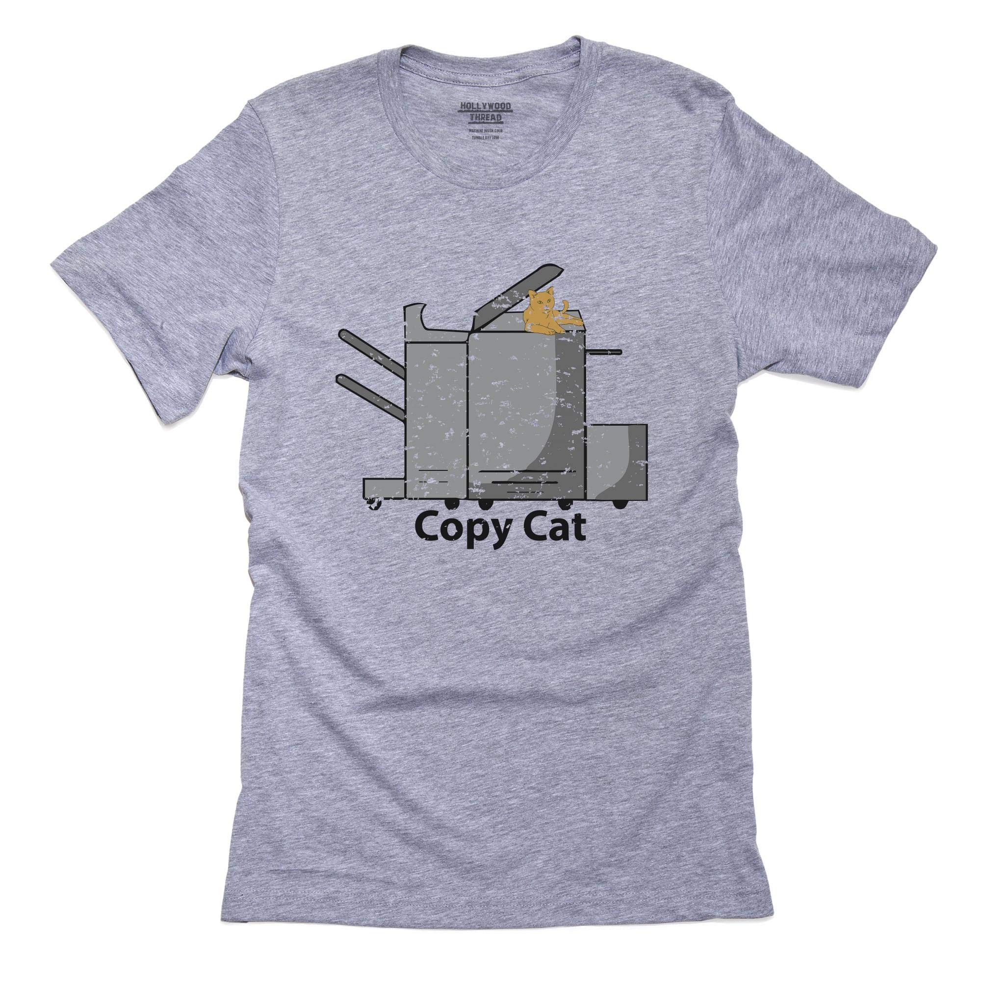 Funny Cat Sitting on Copier Office T-Shirt for Men - Hilarious Copy Cat Design - Perfect Gift for Cat Lovers & Office Workers