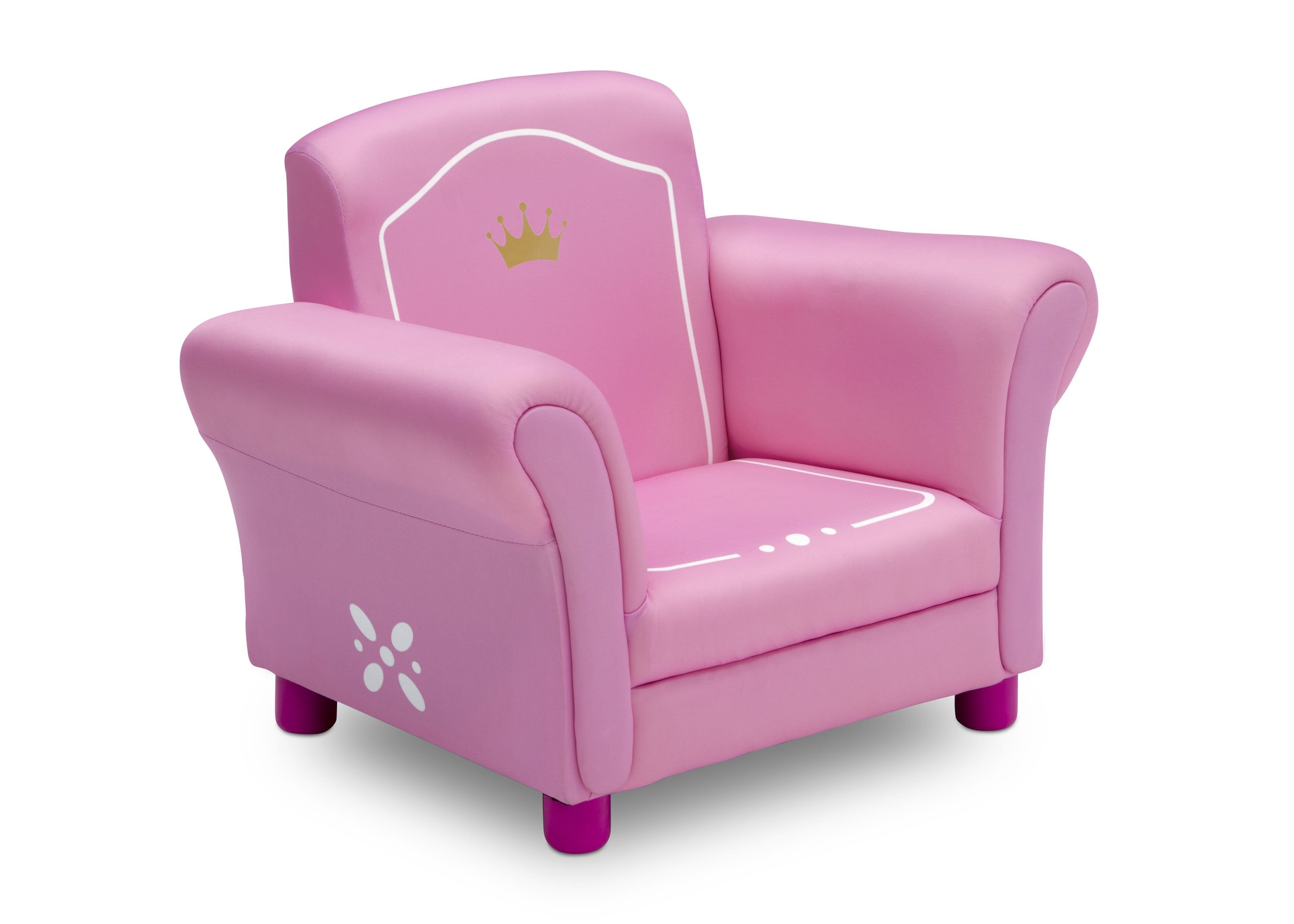 Princess Crown Kids Upholstered Chair - Pink Velvet Tufted Accent Chair for Girls Bedroom, Birthday Gift & Playroom Decor - Perfect for Reading Nook, Tea Parties and Pretend Play