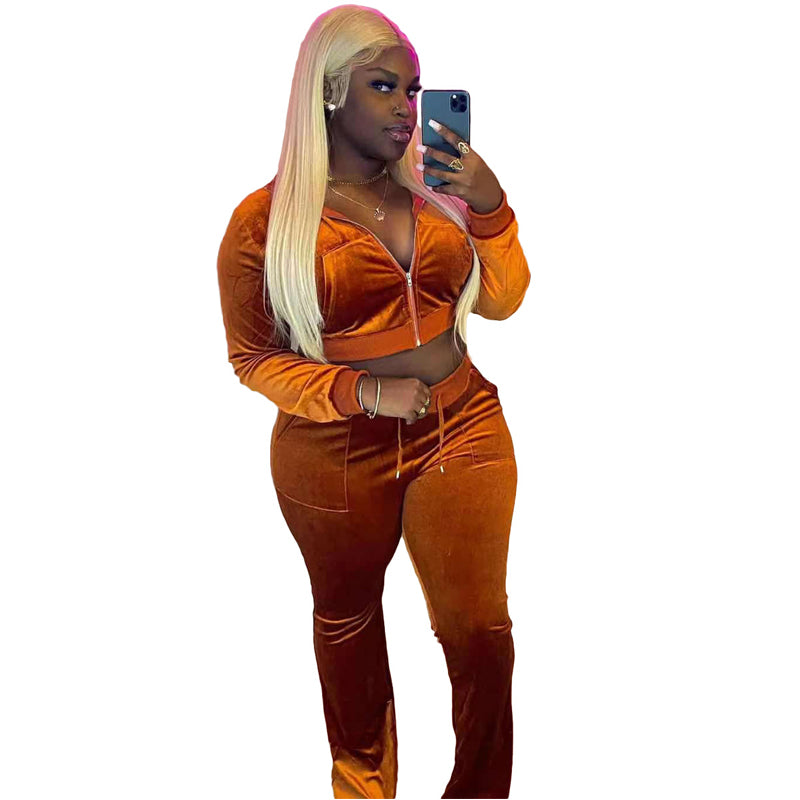 Women's Long Sleeve Crop Top & High Waist Pants Suit Set - Fashionable Workout Outfit for Yoga, Gym & Casual Wear