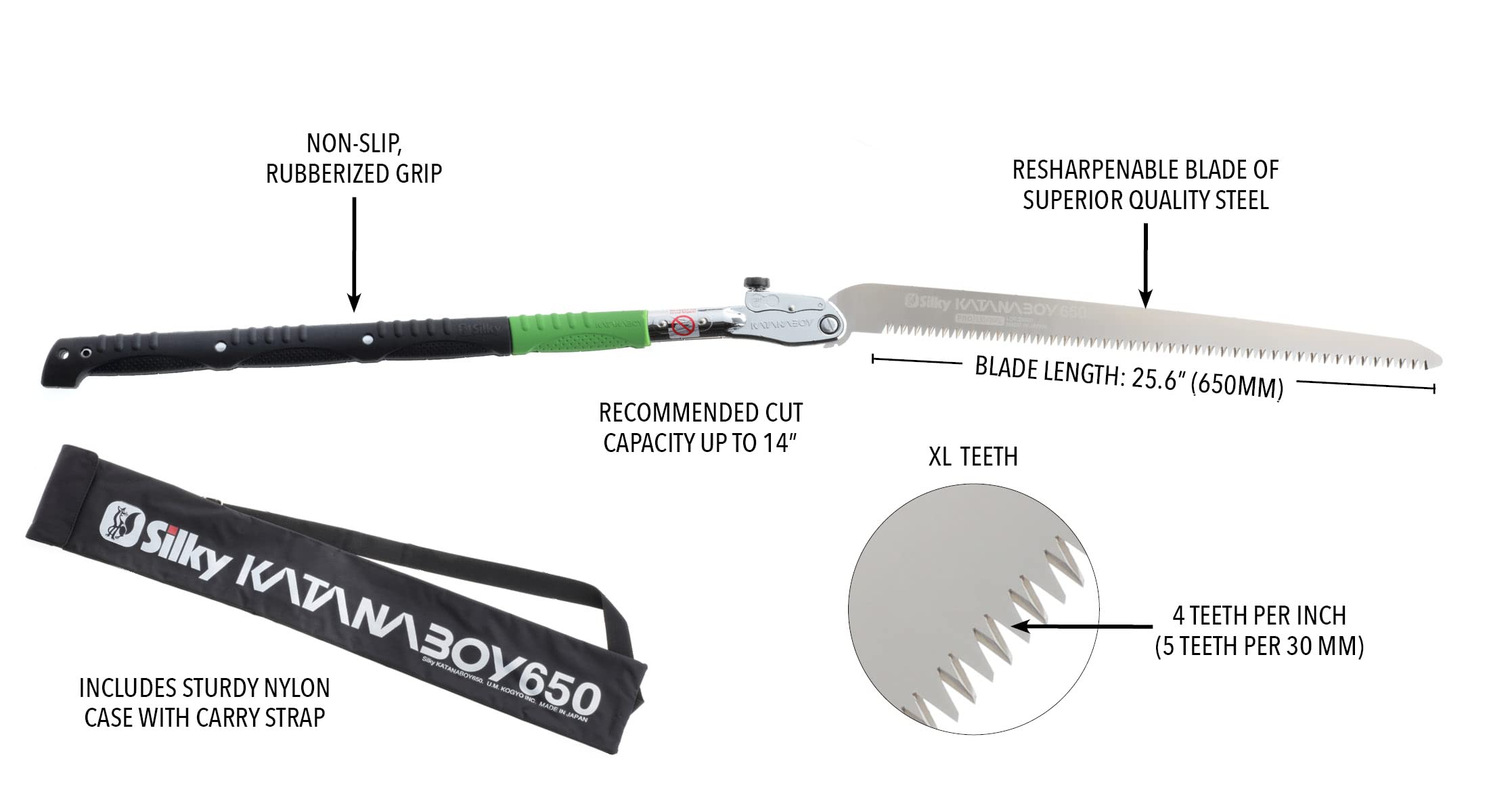 Silky KATANABOY Professional 650mm Folding Saw with XL Teeth (710-65) - Perfect for Camping, Woodworking & Outdoor Survival