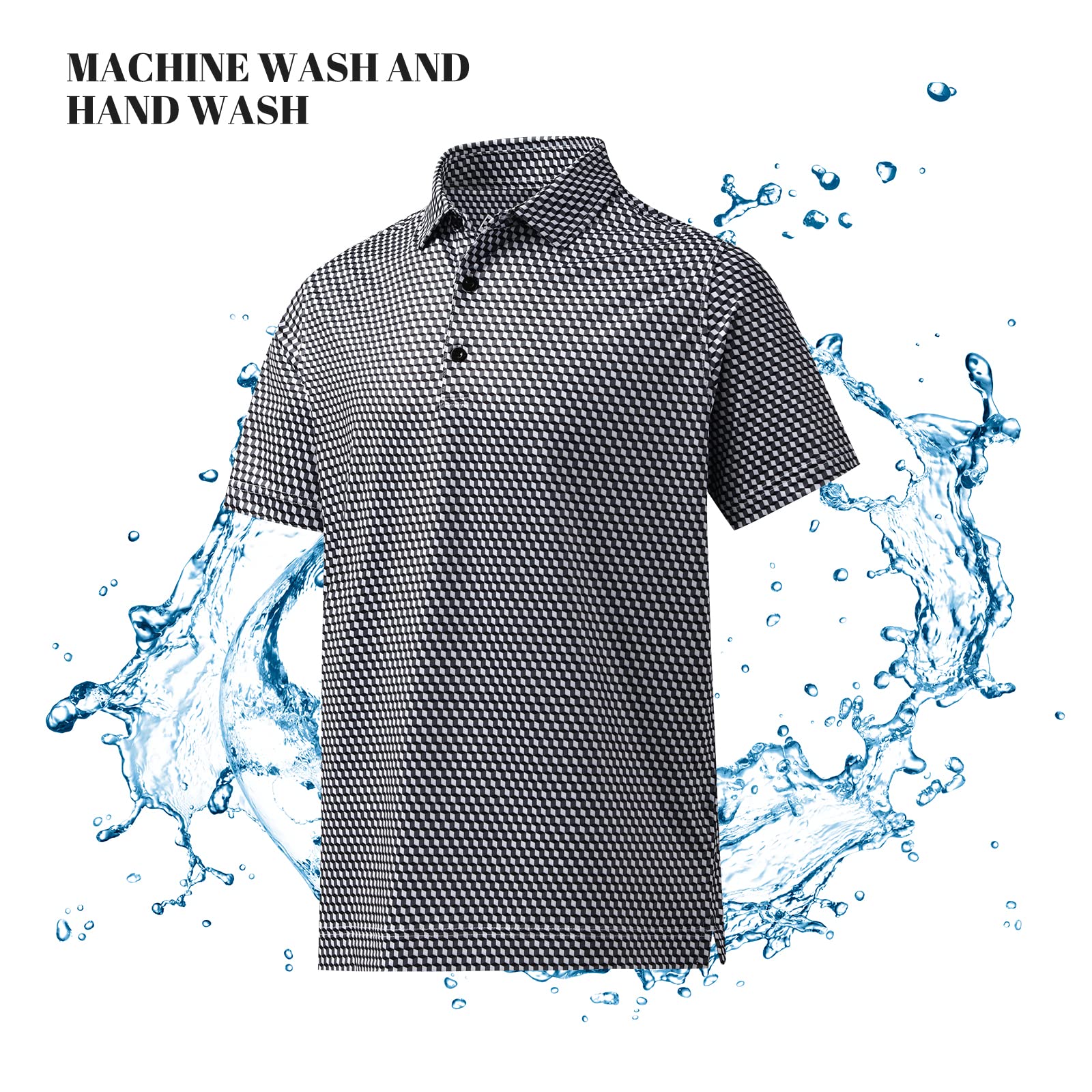 DEOLAX Men's Quick-Dry Polo Shirts - Fashion Print Golf Shirt, Moisture-Wicking Short Sleeve Tee for Golf, Casual, and Outdoor Activities