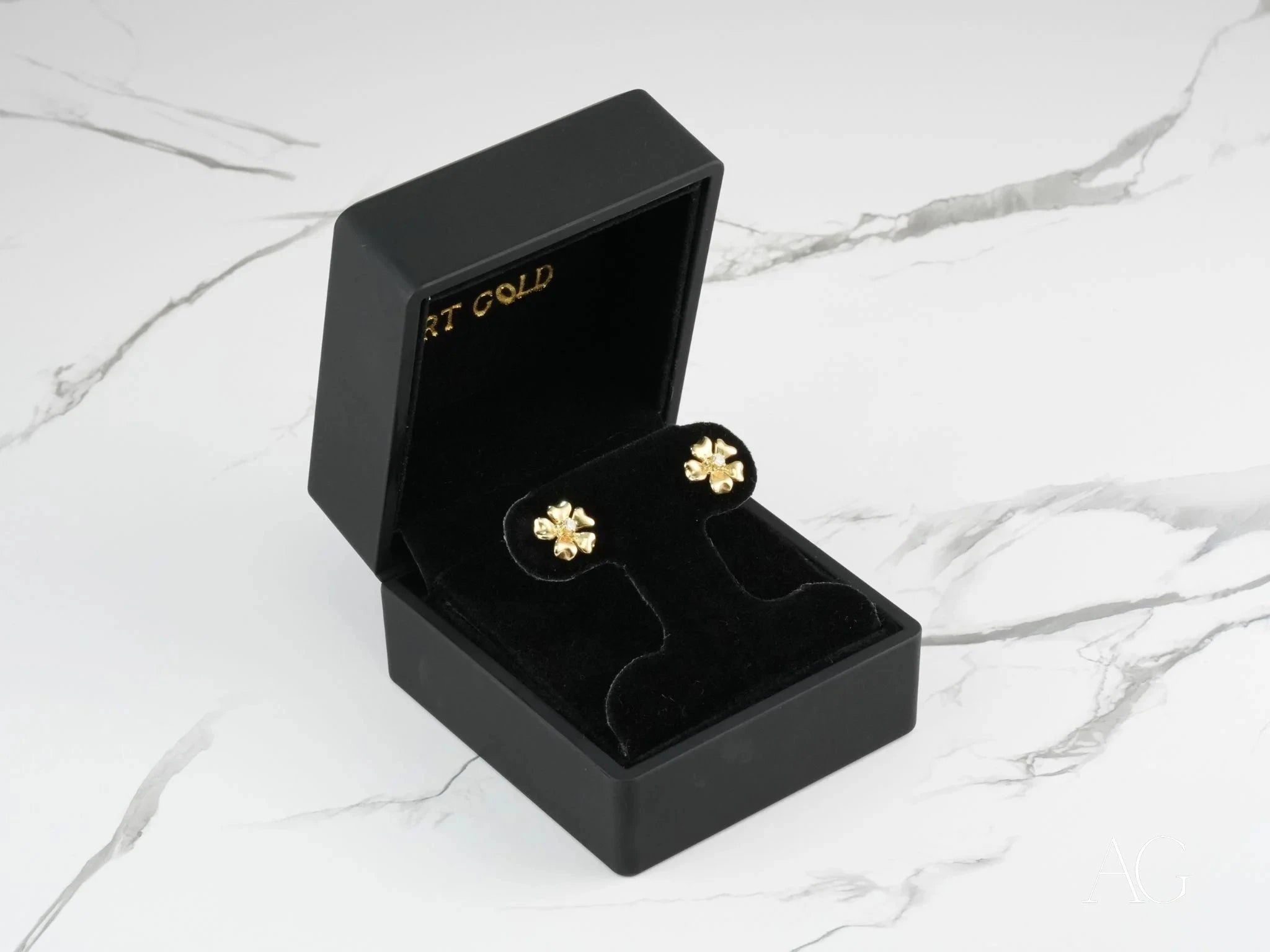18k Gold Diamond Flower Stud Earrings - 0.06ct Natural Diamond Floral Jewelry for Women | Perfect for Weddings, Anniversaries & Special Occasions