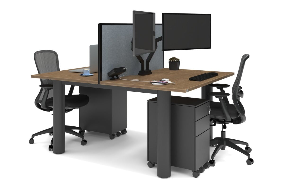 Quadro Cylinder Leg 2-Person Office Workstation Desk - 1400L x 800W with Cable Management - Perfect for Collaborative Workspaces & Modern Offices