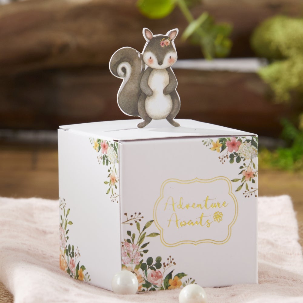 Woodland Baby Shower Favor Boxes - Pink (Set of 24) | Gender Reveal Party Decorations, Newborn Celebration Gifts, Baby Shower Thank You Favors for Guests