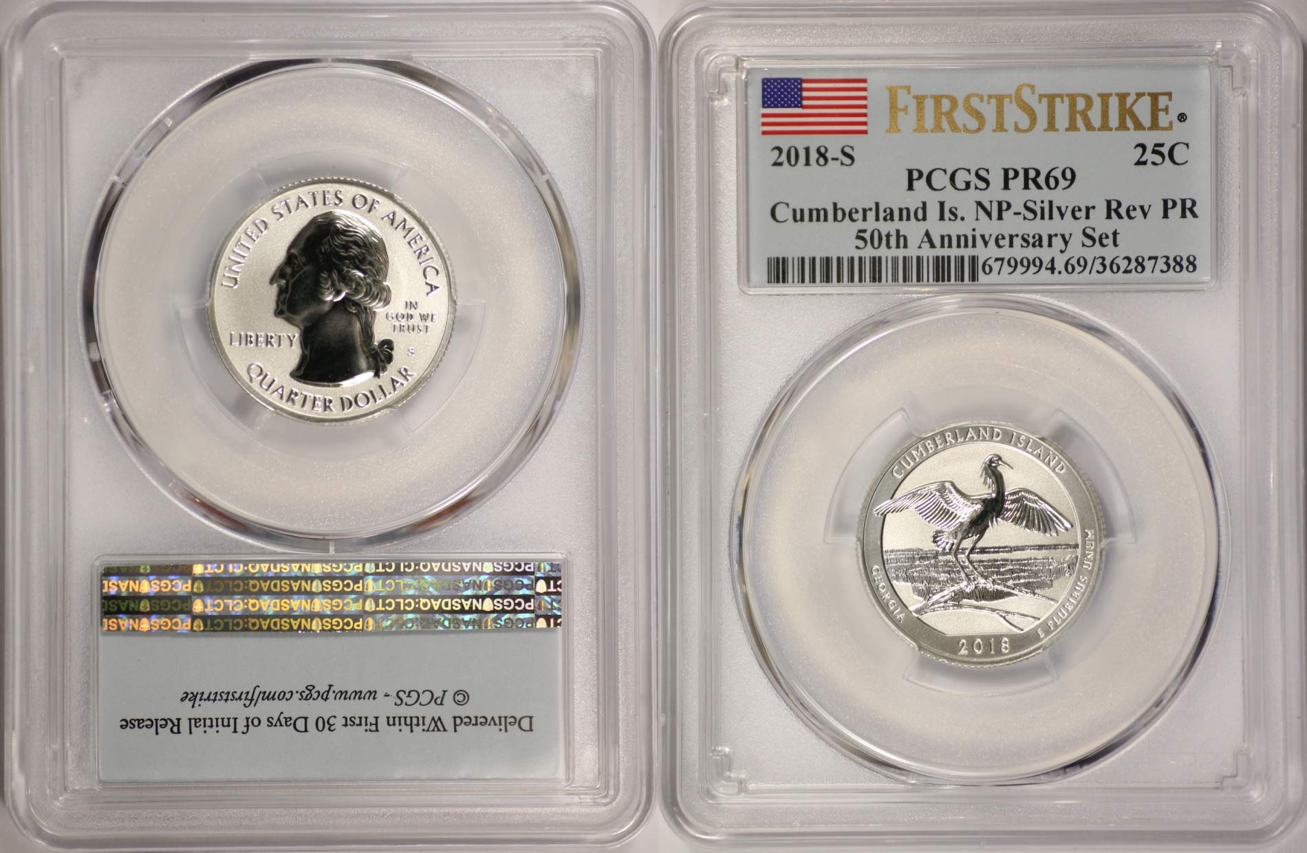 2018 S United States Silver Reverse Proof National Parks Quarter Set - First Strike PCGS PR-69 - Perfect for Coin Collectors & Investors | Display Case & Gift Box Included