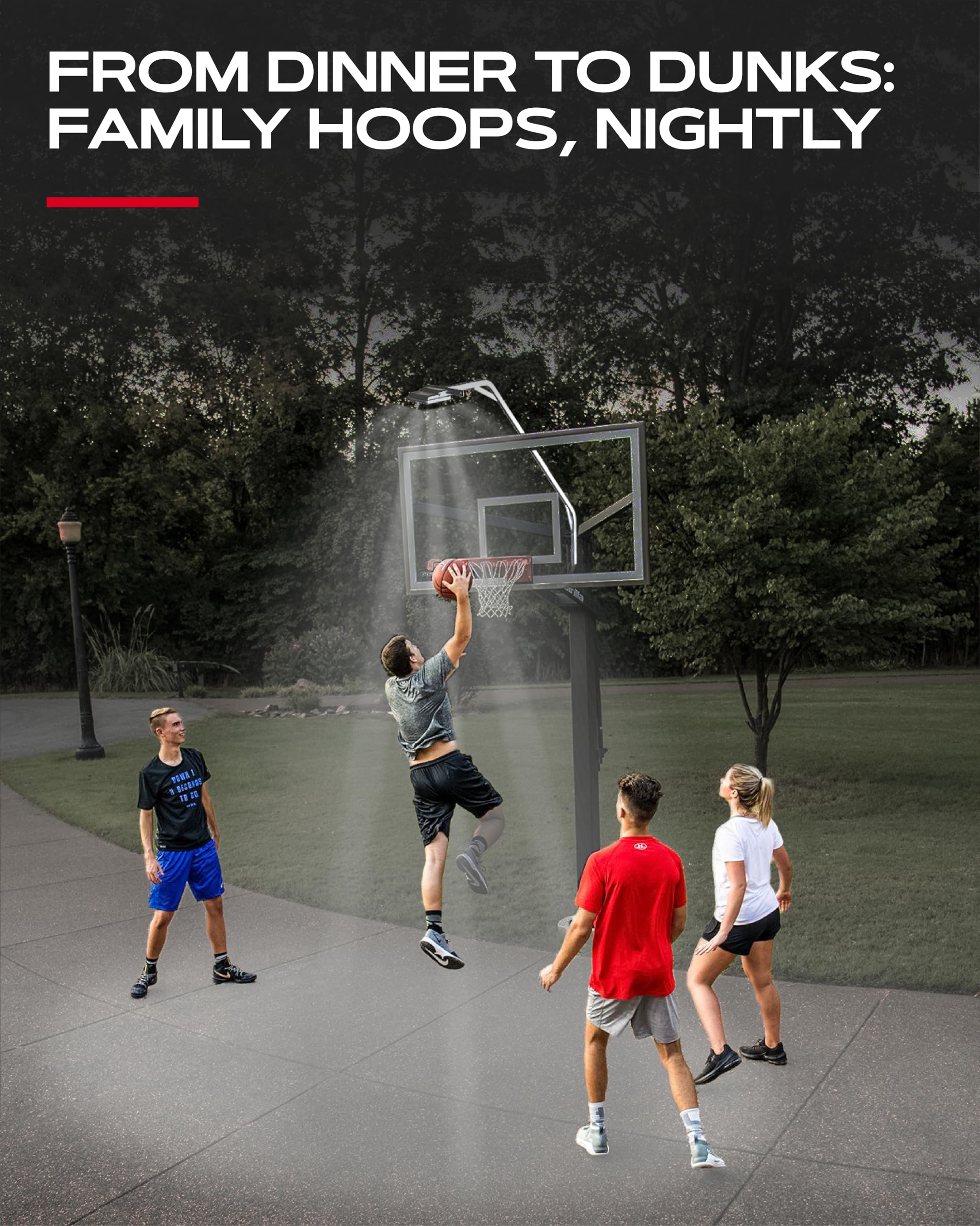 Skywin LED Basketball Hoop Stand - Adjustable Metal Basketball Goal System with LED Backboard Lights for Outdoor Play | Perfect for Driveway, Backyard & Night Games