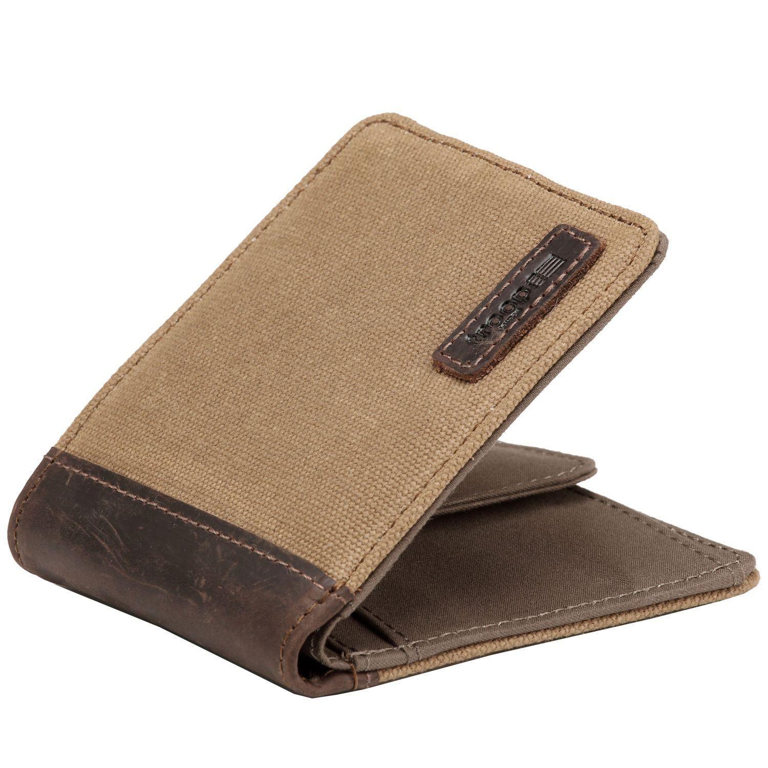 TRP0500 Troop London Men's Bi-Fold Canvas Wallet - Slim RFID Blocking Leather Card Holder for Everyday Use & Travel