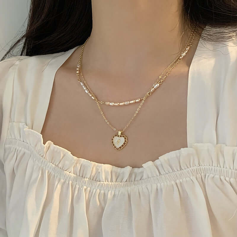 Minimalist Pearl Heart Layering Pendant Necklace for Women - Dainty Gold/Silver Jewelry Gift for Her | HN2323 | Perfect for Valentine's Day, Anniversary & Everyday Elegance