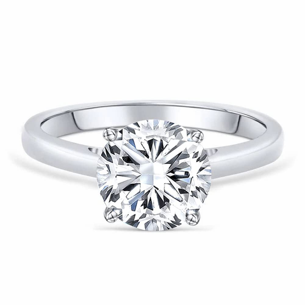 1 Carat Moissanite Solitaire Engagement Ring for Women - Classic Round Cut 925 Sterling Silver, 10K/14K/18K Gold Wedding Band - Anniversary Promise Ring with Custom Text Engraving - Perfect for Proposals, Weddings & Special Occasions