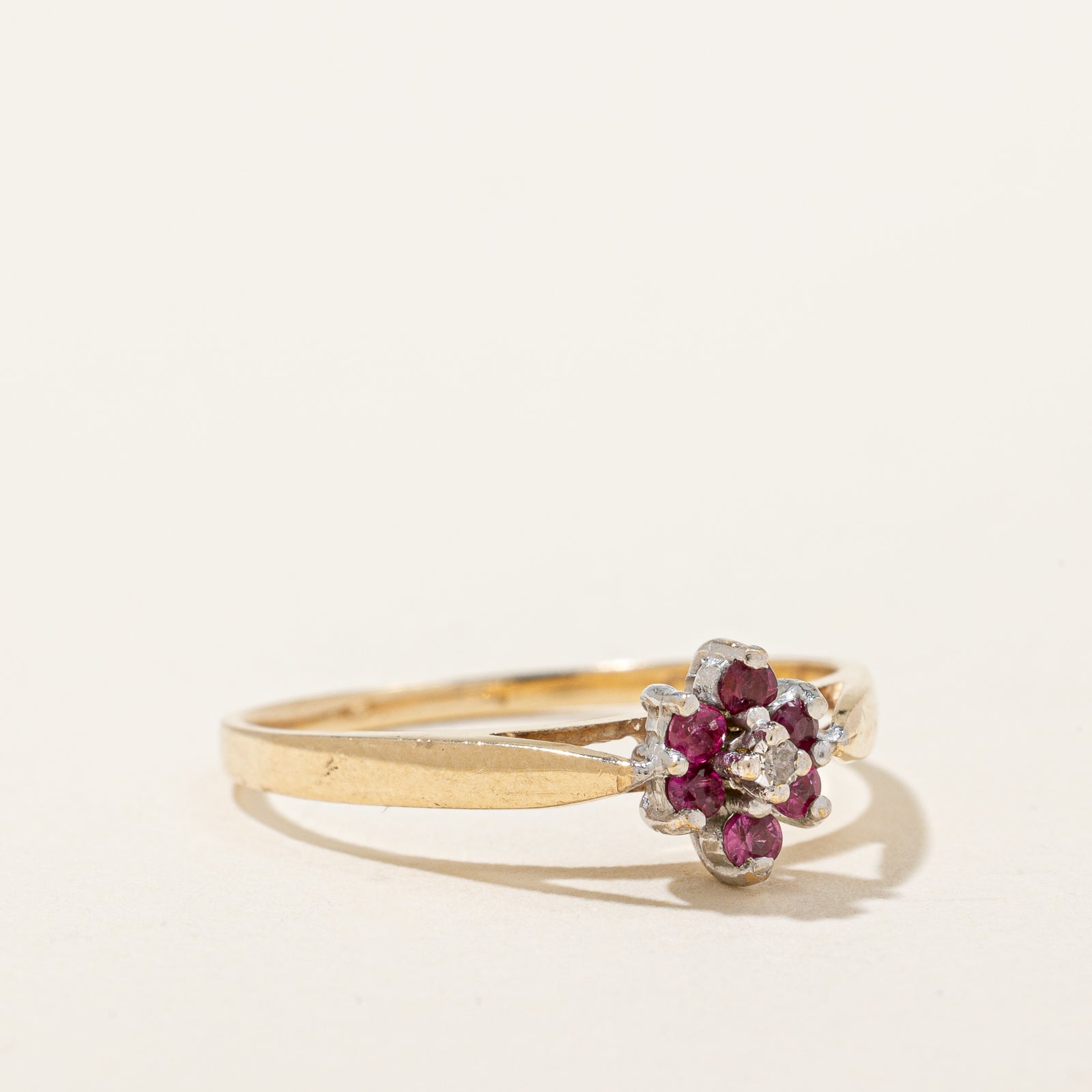 Exquisite Ruby & Diamond Floral Engagement Ring - 0.15ctw Gemstones, 0.01ct Diamonds - Size 6.75 - Perfect for Weddings, Anniversaries & Romantic Gifts