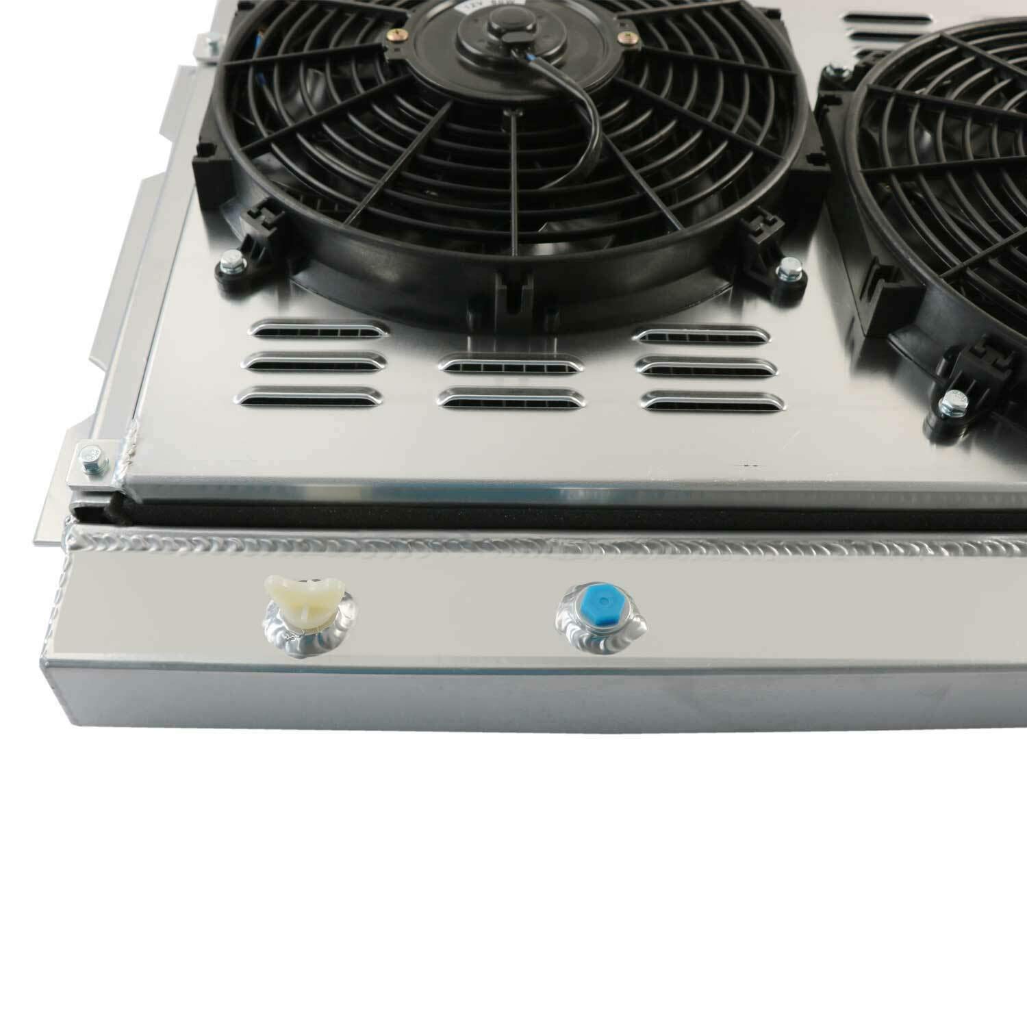 AlloyWorks 3-Row Aluminum Radiator with Fan Shroud for 1968-1974 Dodge Challenger (Fits 1969, 1970, 1971 Models) - High-Performance Cooling Upgrade for Classic Muscle Car Restoration & Hot Rod Projects