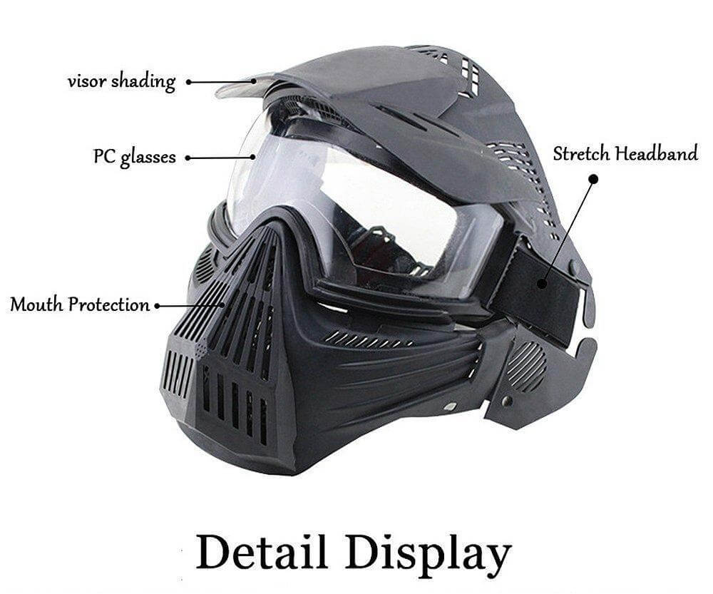 K2 Tactical Full Face Mask - Military Grade Protection for Airsoft, Paintball & Outdoor Sports - Lightweight & Durable Safety Gear for Extreme Activities