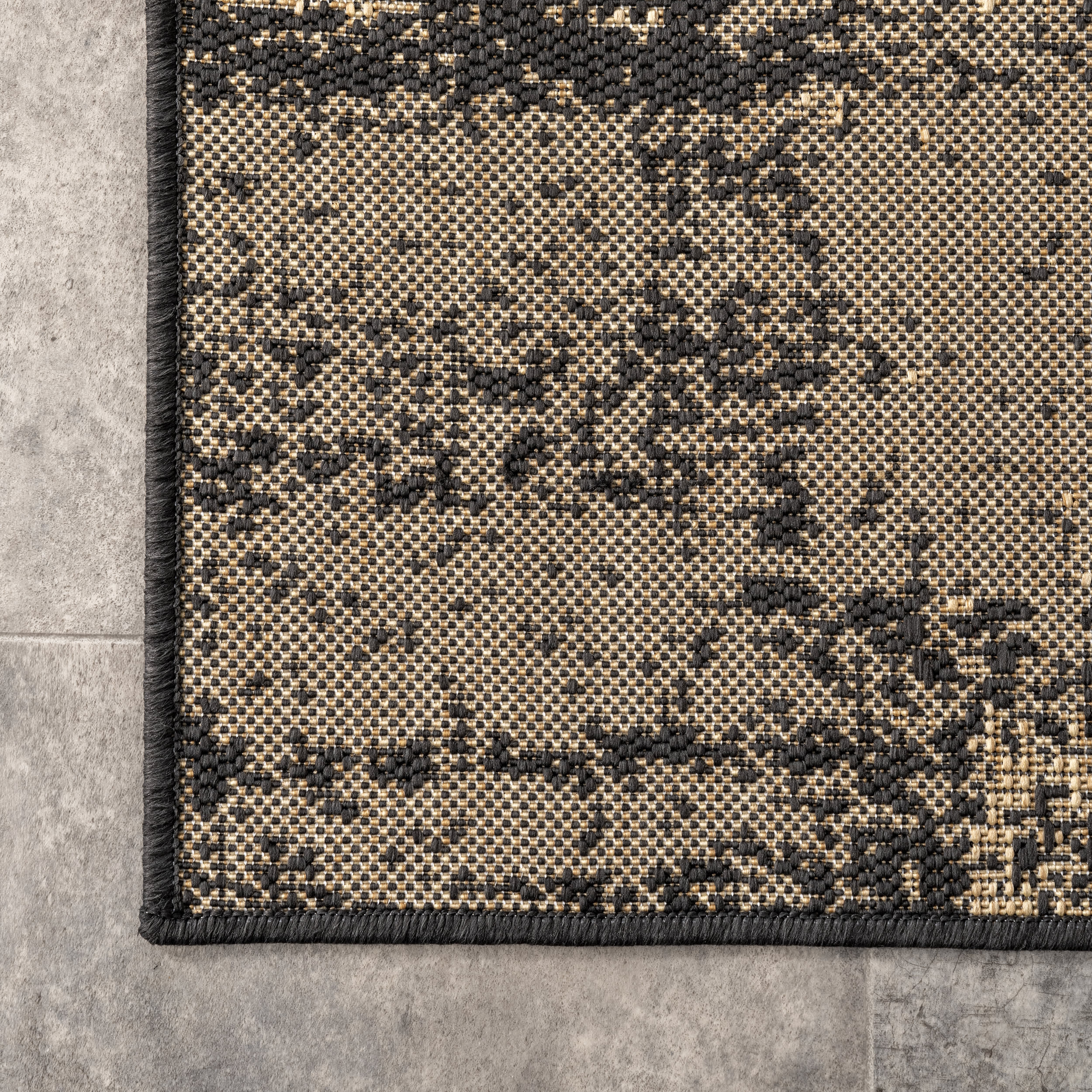 Abstract Charcoal Indoor Outdoor Rug - Non-Slip Modern Area Carpet for Living Room, Bedroom, Patio & Deck Decor
