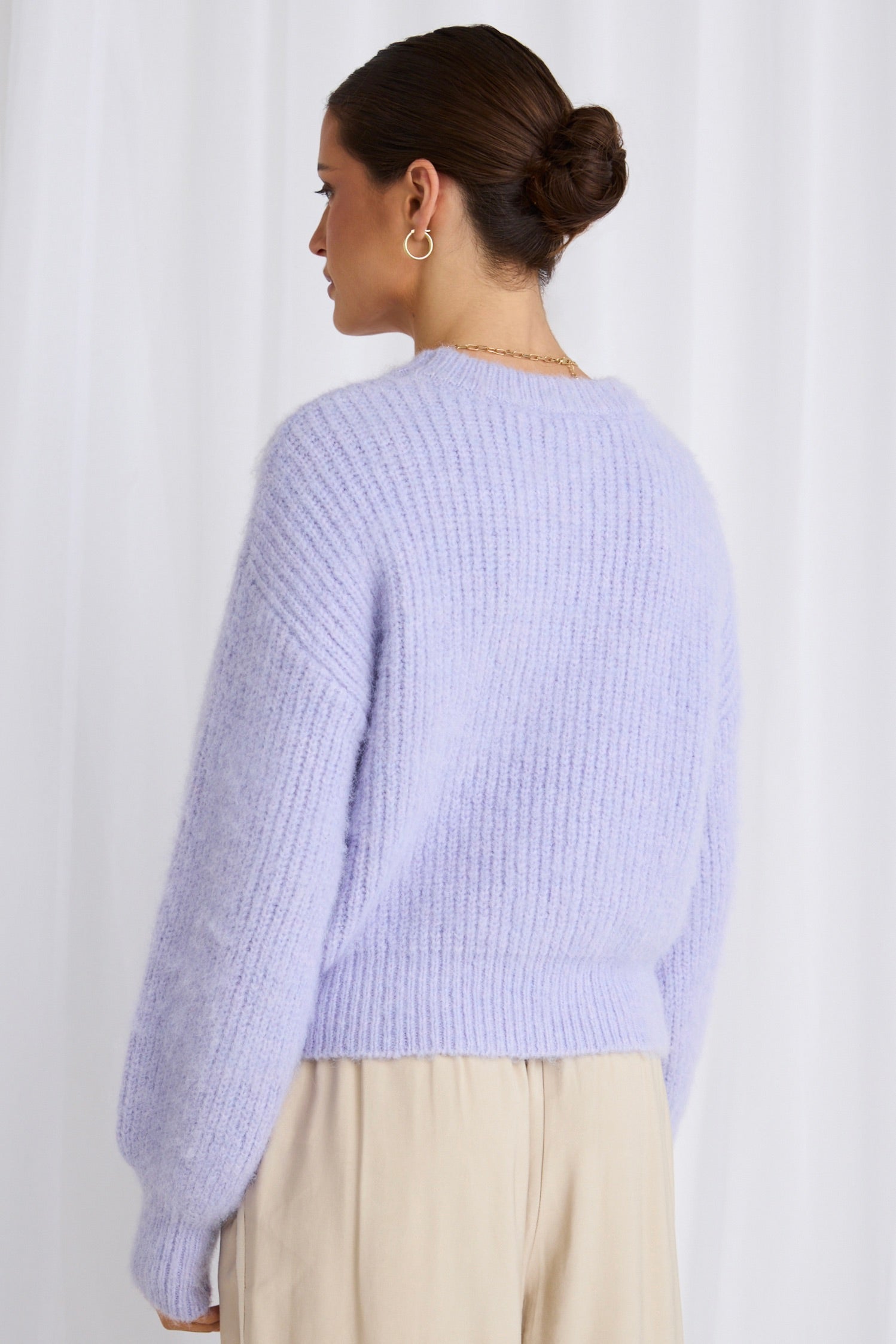 Aces Lilac Fluffy Knit Jumper for Women - Soft Cozy Sweater for Fall & Winter - Perfect for Casual Outfits, Date Nights and Holiday Gatherings
