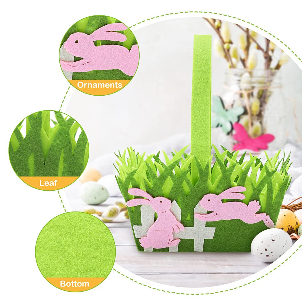 4-Piece Easter Basket Set with Handle - Cute Bunny & Egg Design for Easter Egg Hunt, Home Decor, Farmhouse Party - DIY Easter Craft Kit for Kids, Boys & Girls | Perfect for Easter Gifts, Table Centerpieces & Children's Activities