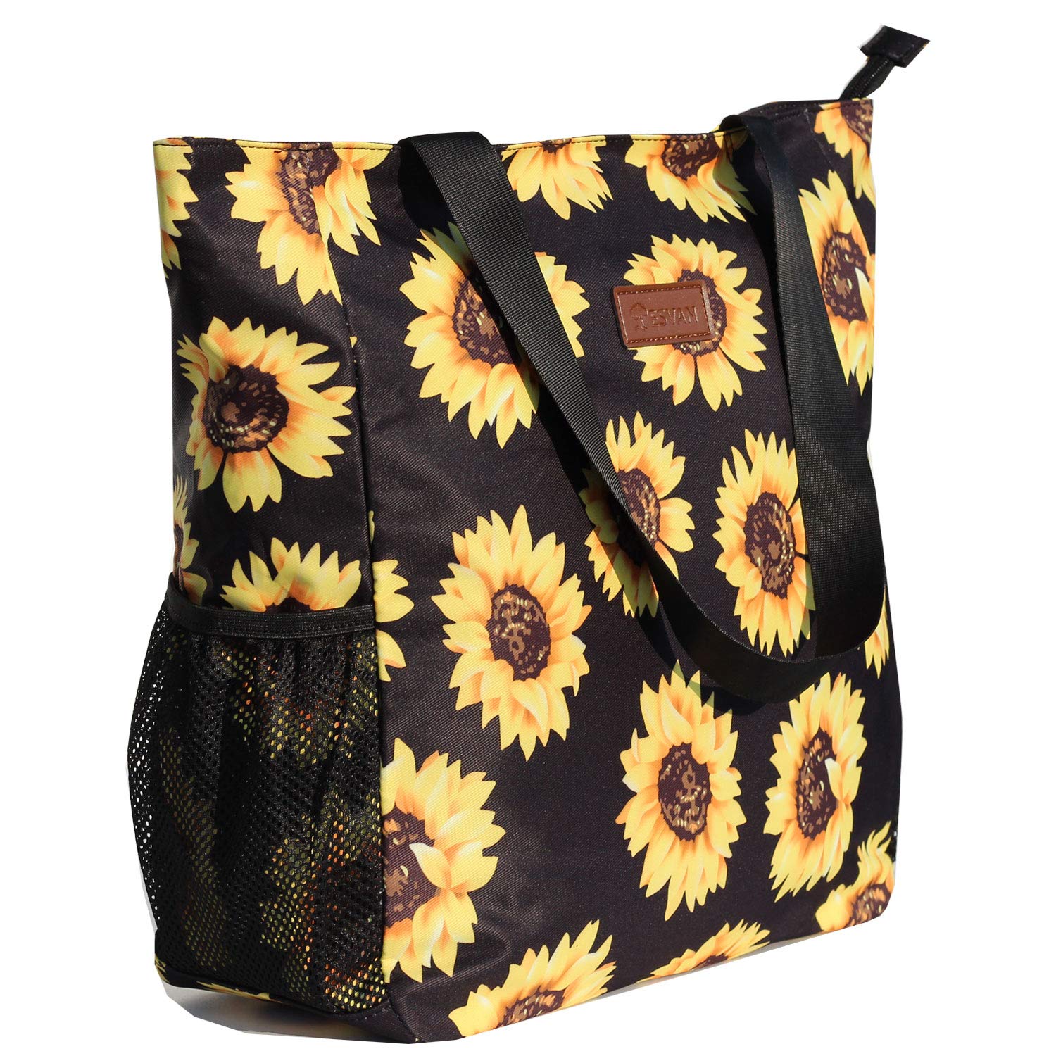 ESVAN Waterproof Floral Print Large Tote Bag - Durable Gym Beach Travel Shoulder Bag for Women - Perfect for Work, Shopping & Vacation Essentials