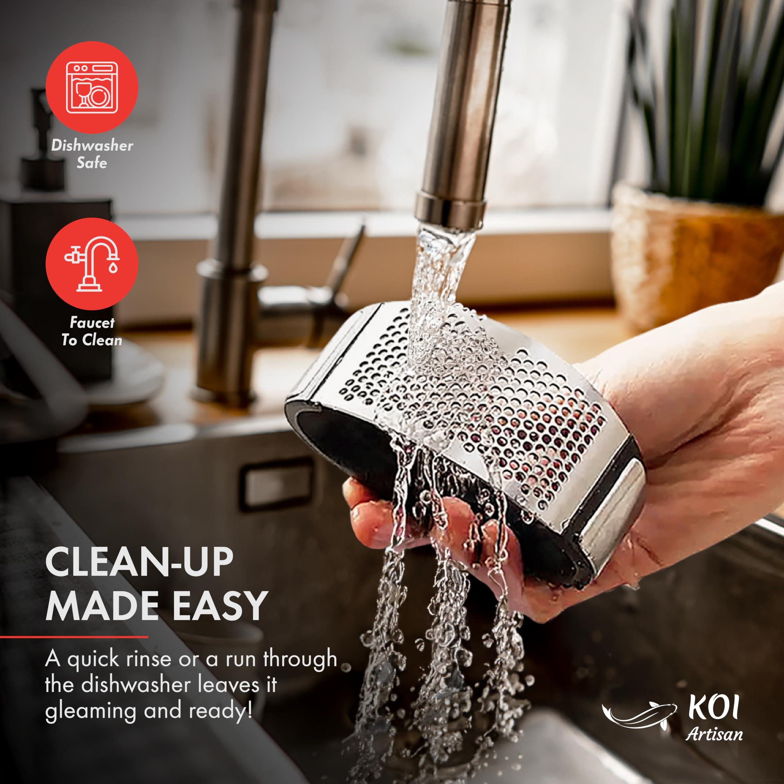 Premium Stainless Steel Garlic Press & Crusher with Ergonomic Wooden Handle - Easy Garlic Peeler for Cooking, Baking, and Meal Prep - Perfect for Home Chefs and Professional Kitchens