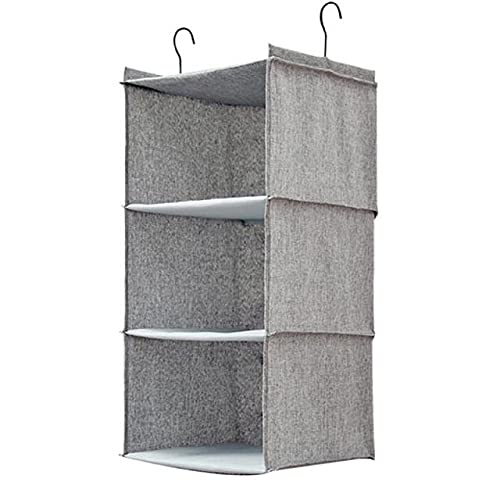 3-Layer Hanging Closet Organizer with Drawers - Portable Wardrobe Storage Bag for Clothes & Accessories - Space-Saving Gray Hanging Organizer for Bedroom, Closet, Travel & Dorm Use