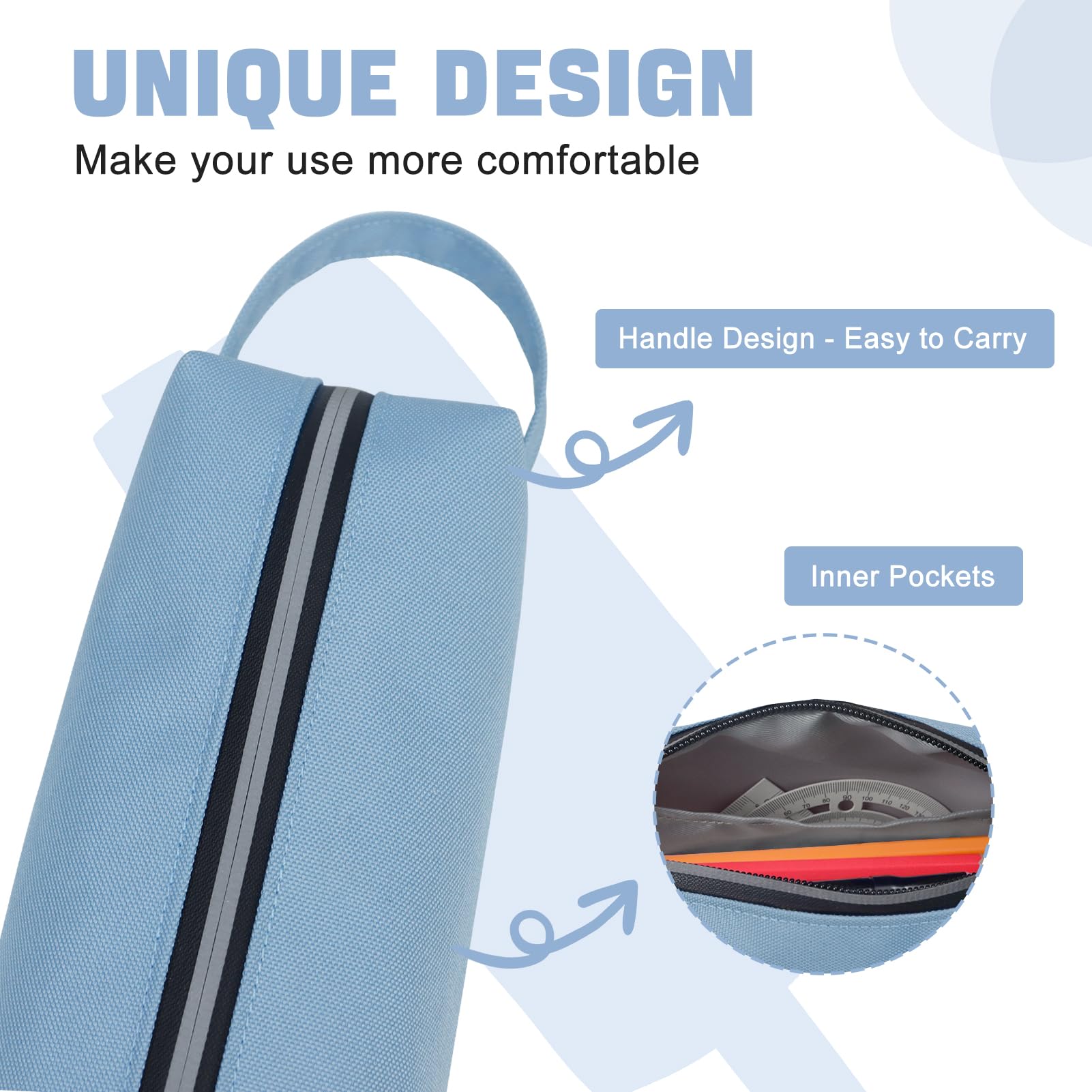 Fmeida Stylish Large Zipper Pencil Case for Adults - Aesthetic Stationery Pouch for College, Office & School Supplies - Perfect for Organizing Pens, Markers & Art Tools
