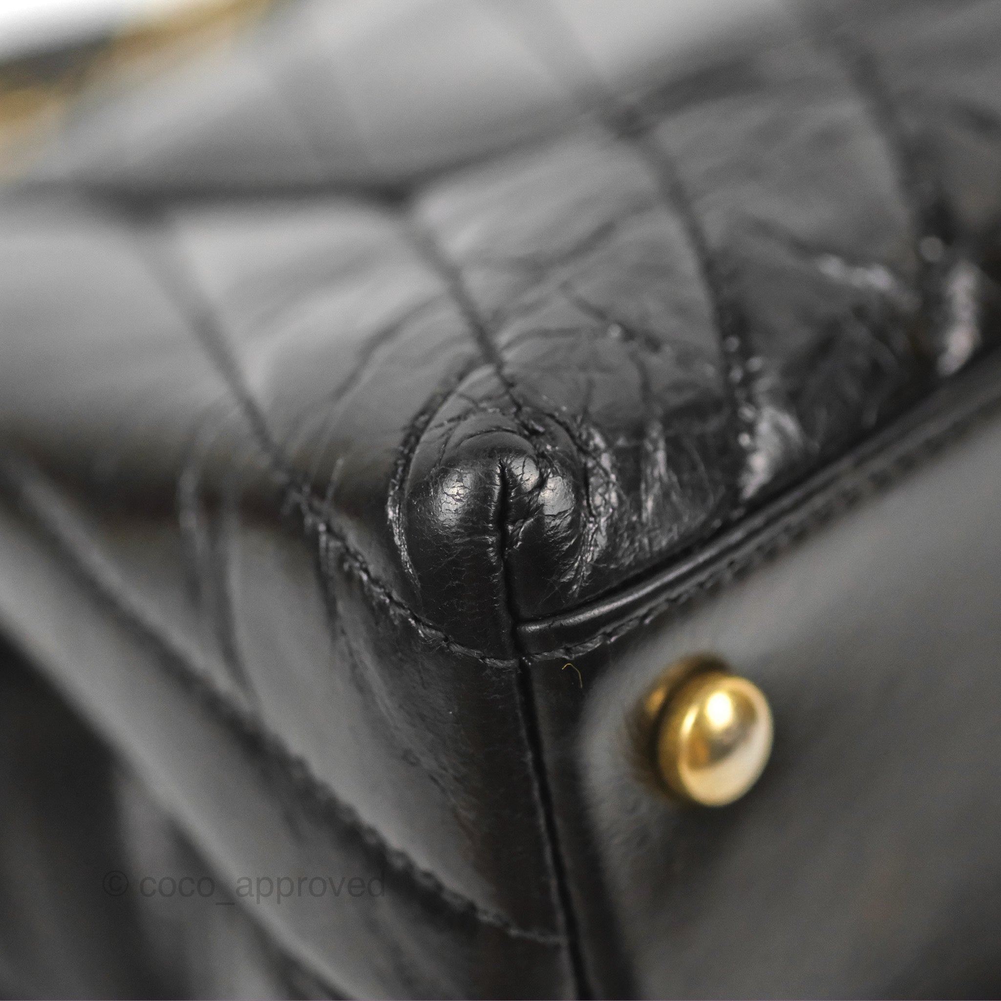 Chanel Chevron Small Coco Handle Bag - Black Shiny Aged Calfskin with Aged Gold Hardware | Luxury Crossbody Purse for Women, Perfect for Evening Parties & Date Nights