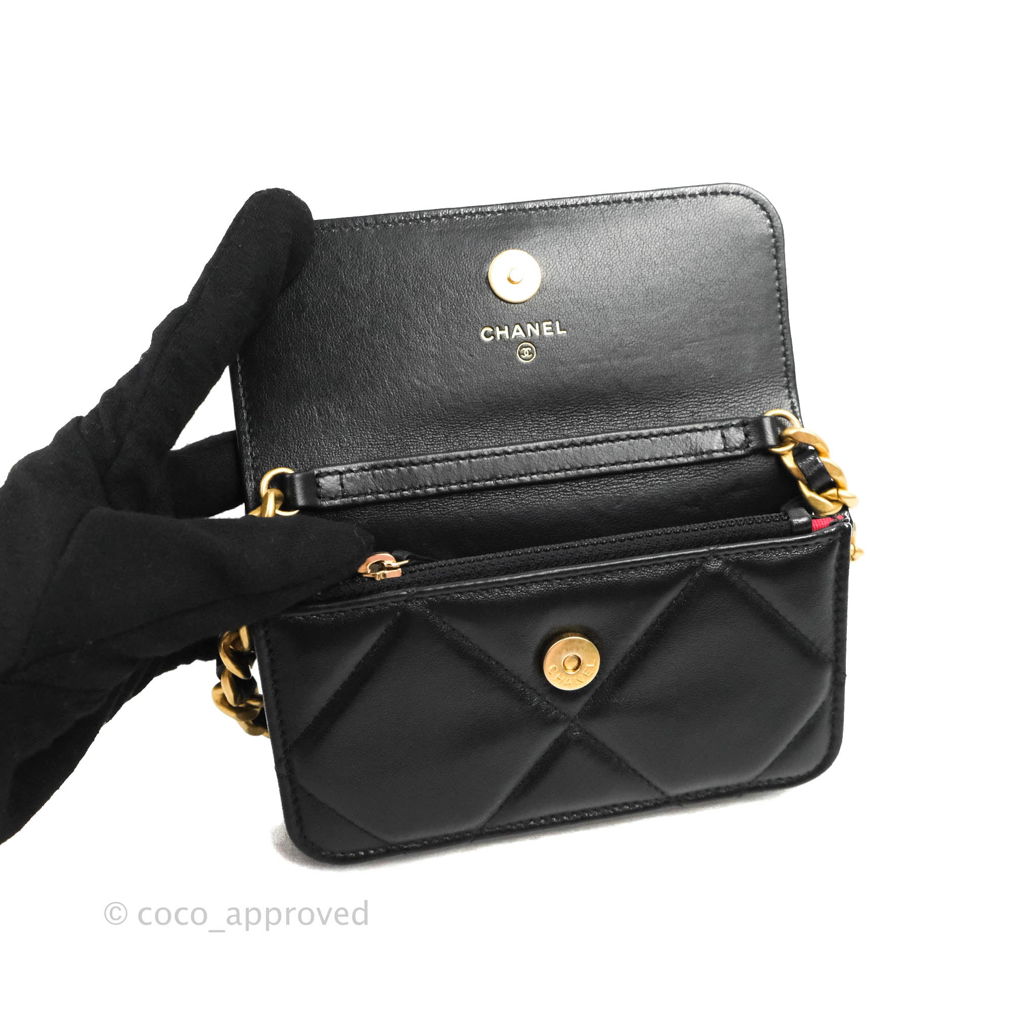 Chanel 19 Mini Clutch with Chain - Black Lambskin Leather Crossbody Bag with Mixed Hardware for Women | Perfect for Evening Parties, Date Nights & Special Occasions