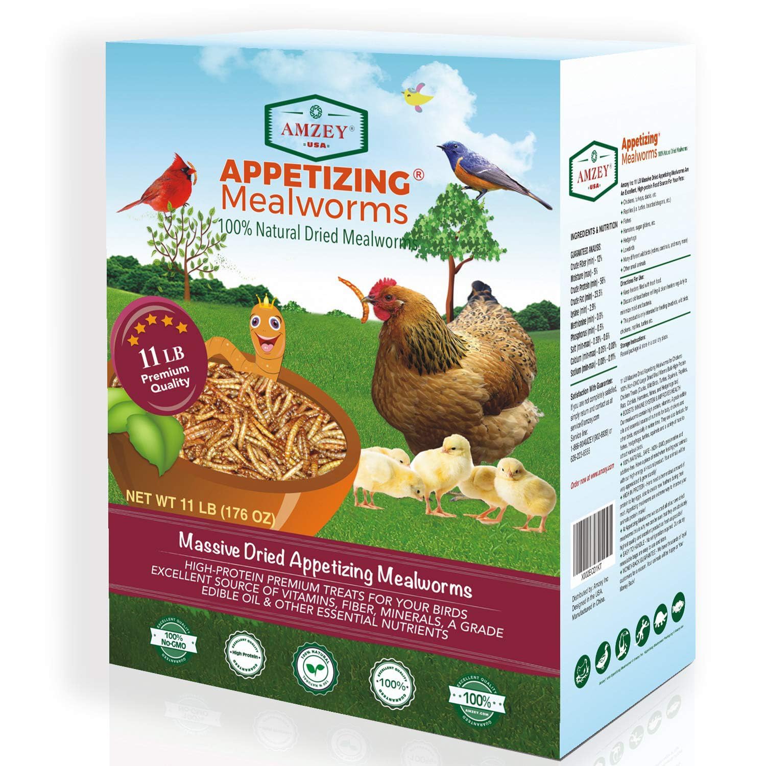 Dried Mealworms 11 LBS - Natural High Protein Feed for Chickens, Birds, Fish | Pet & Poultry Nutrition