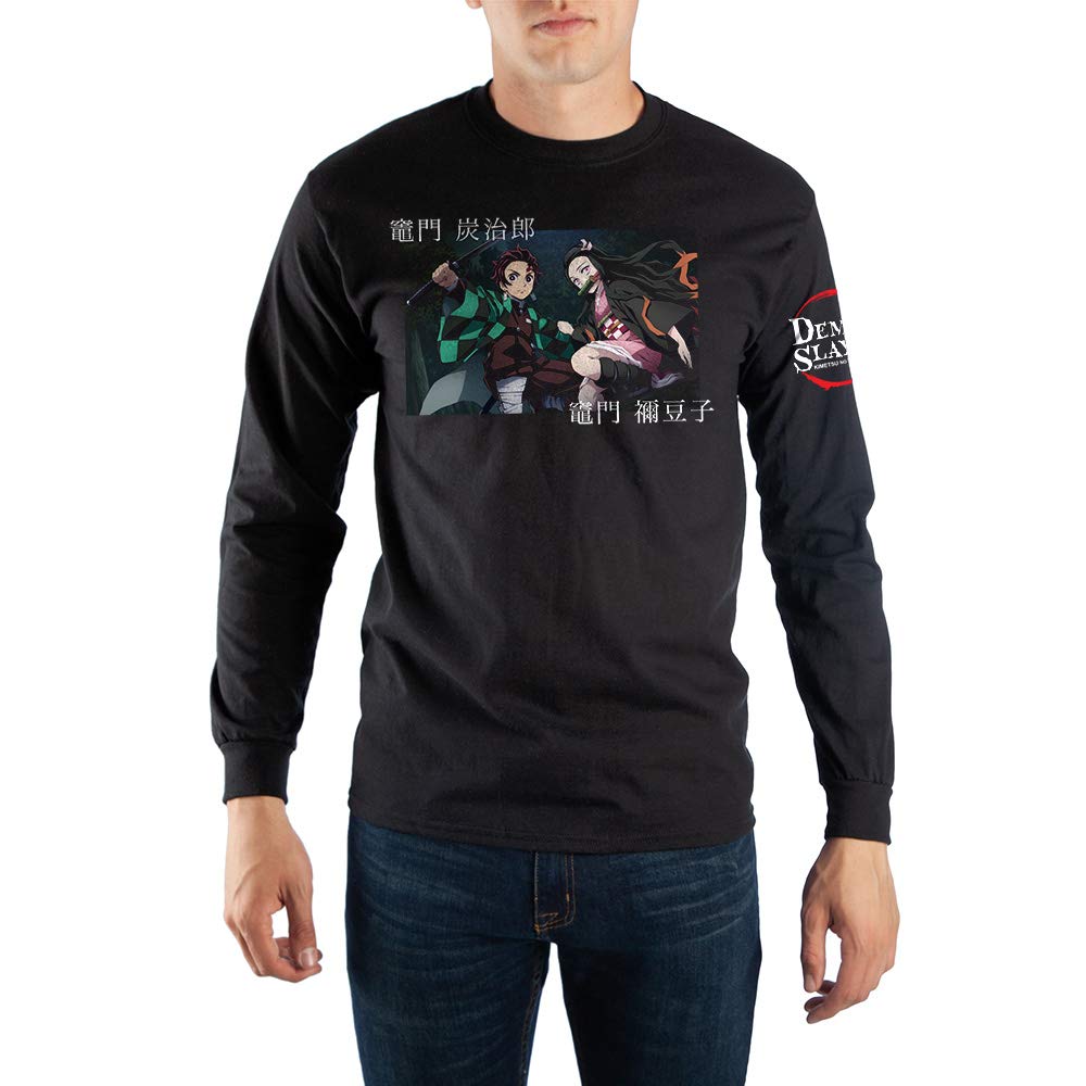 Demon Slayer Anime Black Long Sleeve T-Shirt for Men - Casual Cosplay & Anime Fan Gift Idea - Perfect for Conventions, Halloween, and Daily Wear