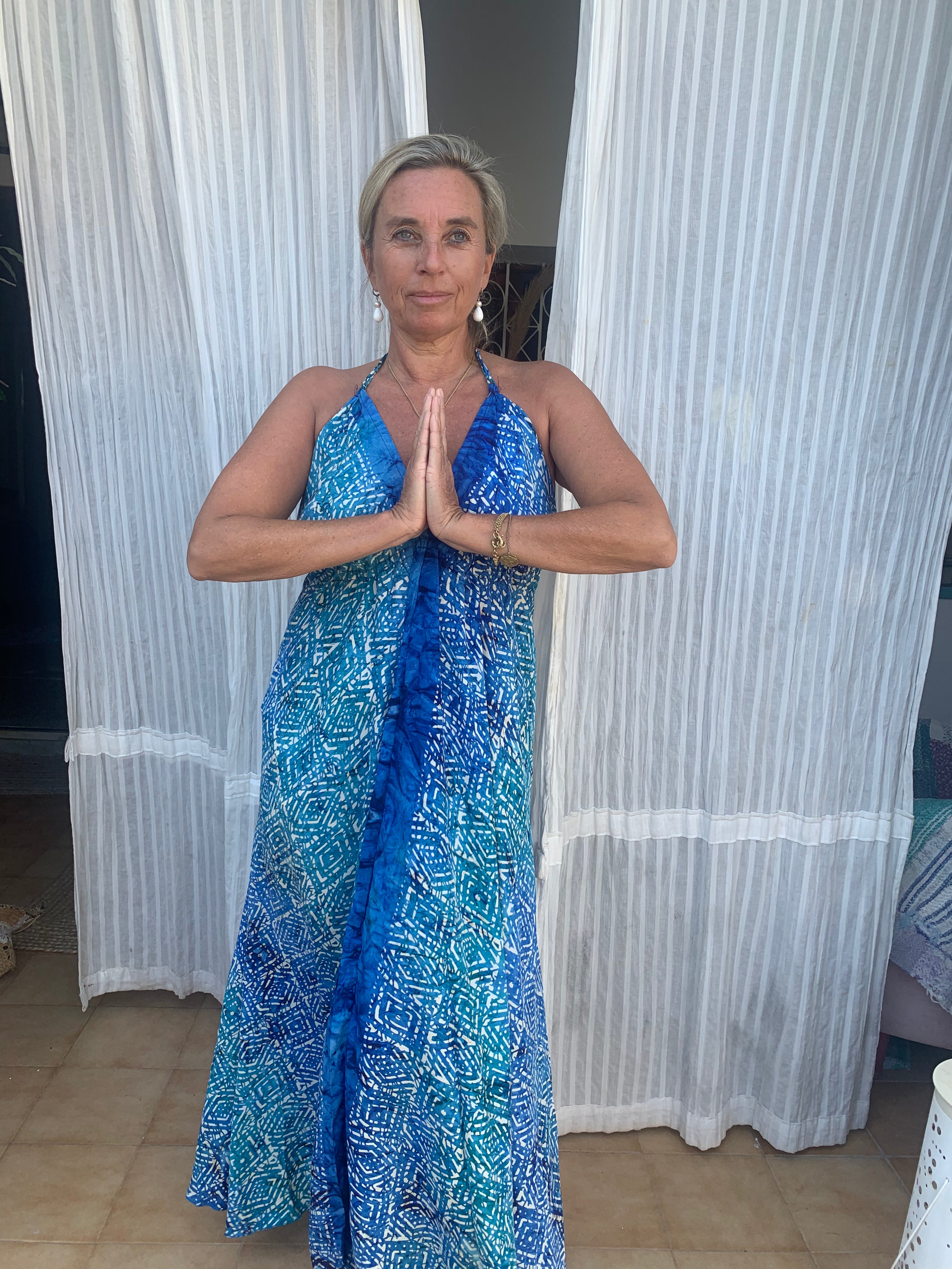 Elegant Blue Ocean Maxi Dress - Soft & Silky Flowy Long Dress for Women - Perfect for Beach Vacations, Summer Parties & Evening Events
