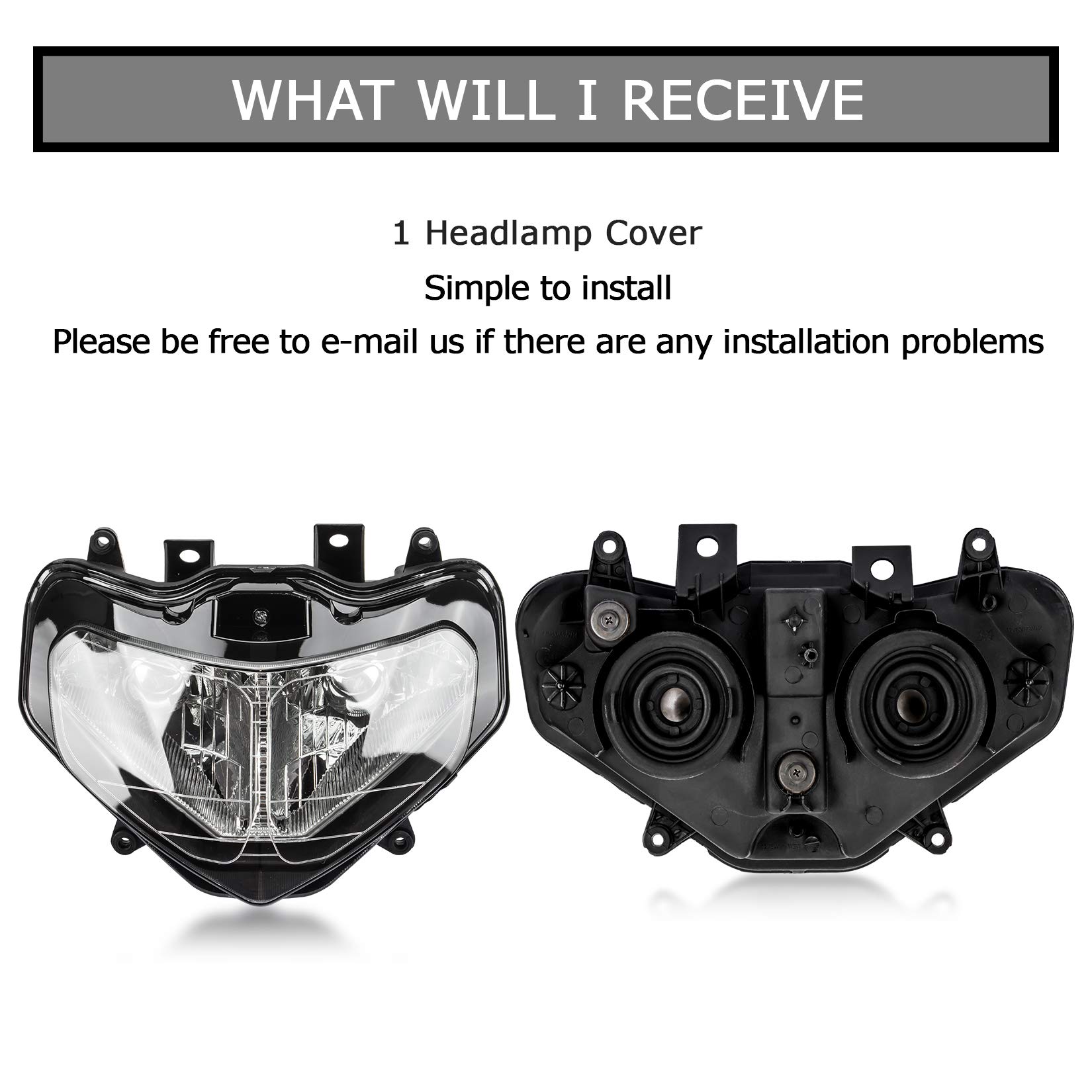PSLER GSXR 600 700 1000 Headlight Assembly Replacement for 2001-2003 Suzuki GSXR600 GSXR700 GSXR1000 K1 K2 Models - Motorcycle Lighting Upgrade for Night Riding & Street Performance