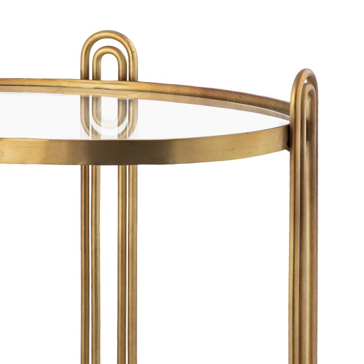 Modern Accent Stool with Arch Design - 23 x 25.5 Inch Brass/Clear Finish - Perfect for Living Room, Bedroom or Entryway Decor