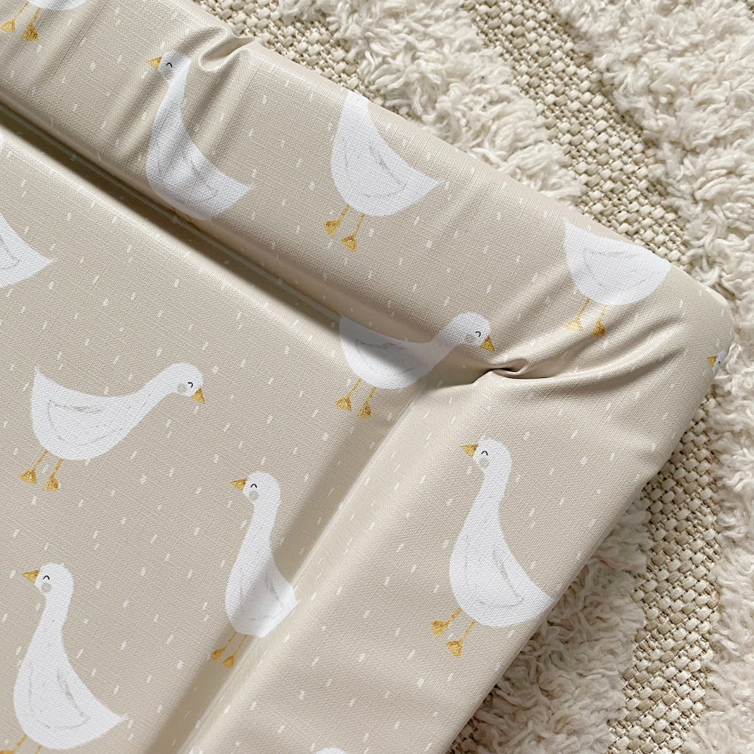 Premium Waterproof Baby Changing Mat - Soft White Goose Print for Boys & Girls - Perfect for Diaper Changes at Home, Travel & Nursery