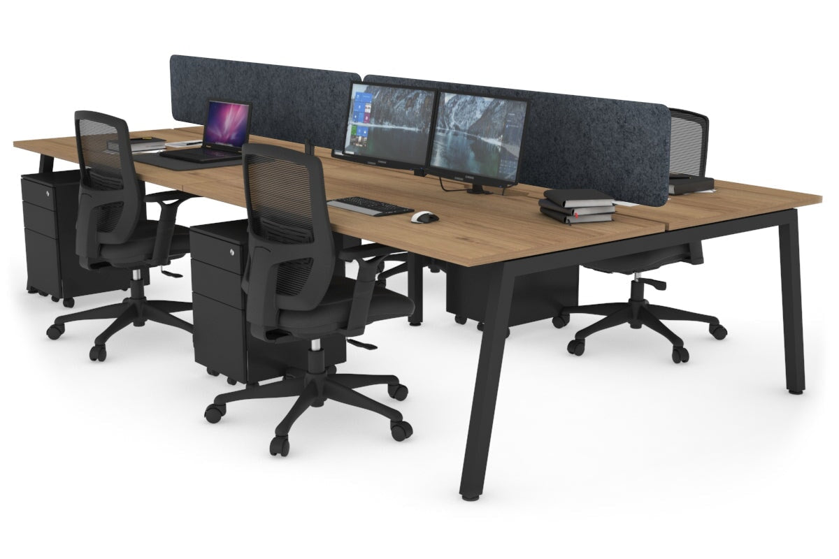 Quadro 4-Person Office Workstation Desk - 1200L x 800W with Cable Management Scallop - Perfect for Collaborative Workspaces, Team Meetings & Open Office Environments