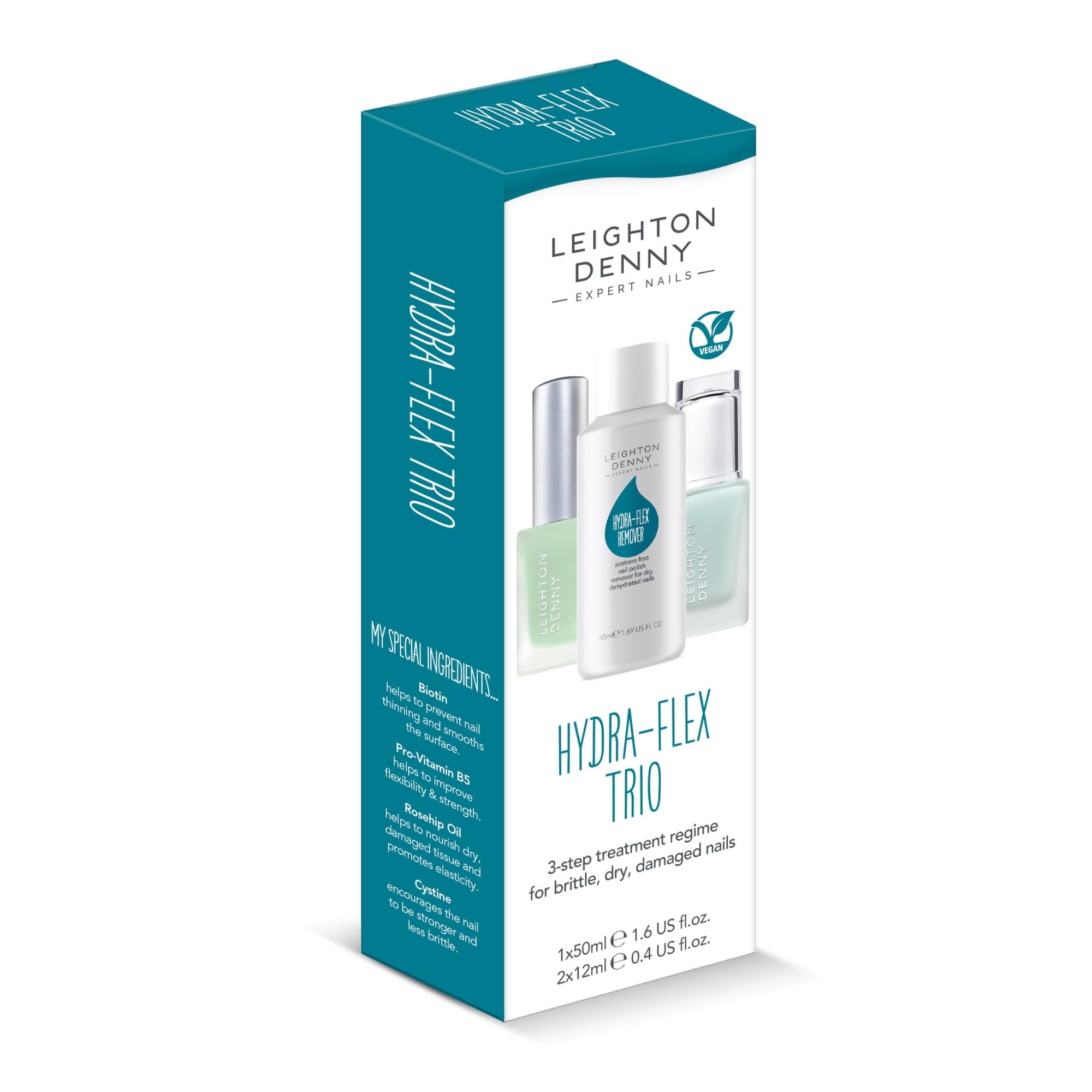 LEIGHTON DENNY Hydra-Flex Trio Treatment Set - Nail & Cuticle Care Kit for Stronger, Healthier Nails | Perfect for Home Manicures & Professional Salon Use