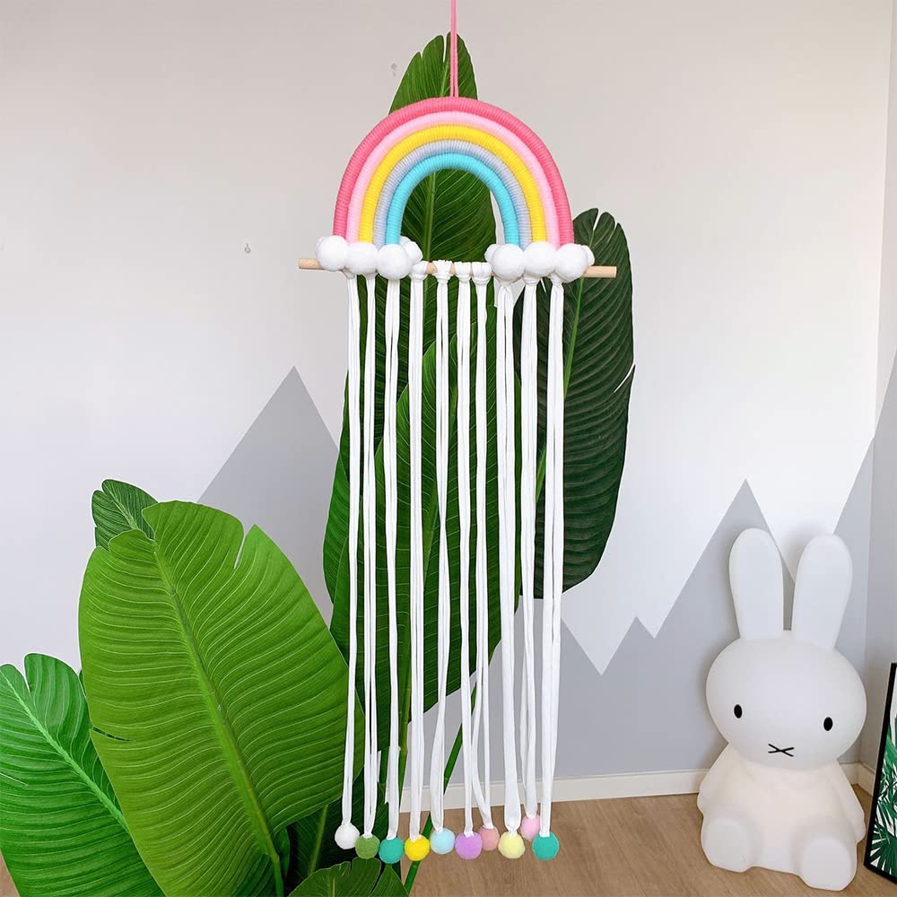Ronska Hair Accessories Organizer - Wall Mounted Bow Headband & Hair Clips Holder for Baby Girls, Rainbow Home Decor, Perfect Birthday Gift for Kids Room & Bathroom Organization
