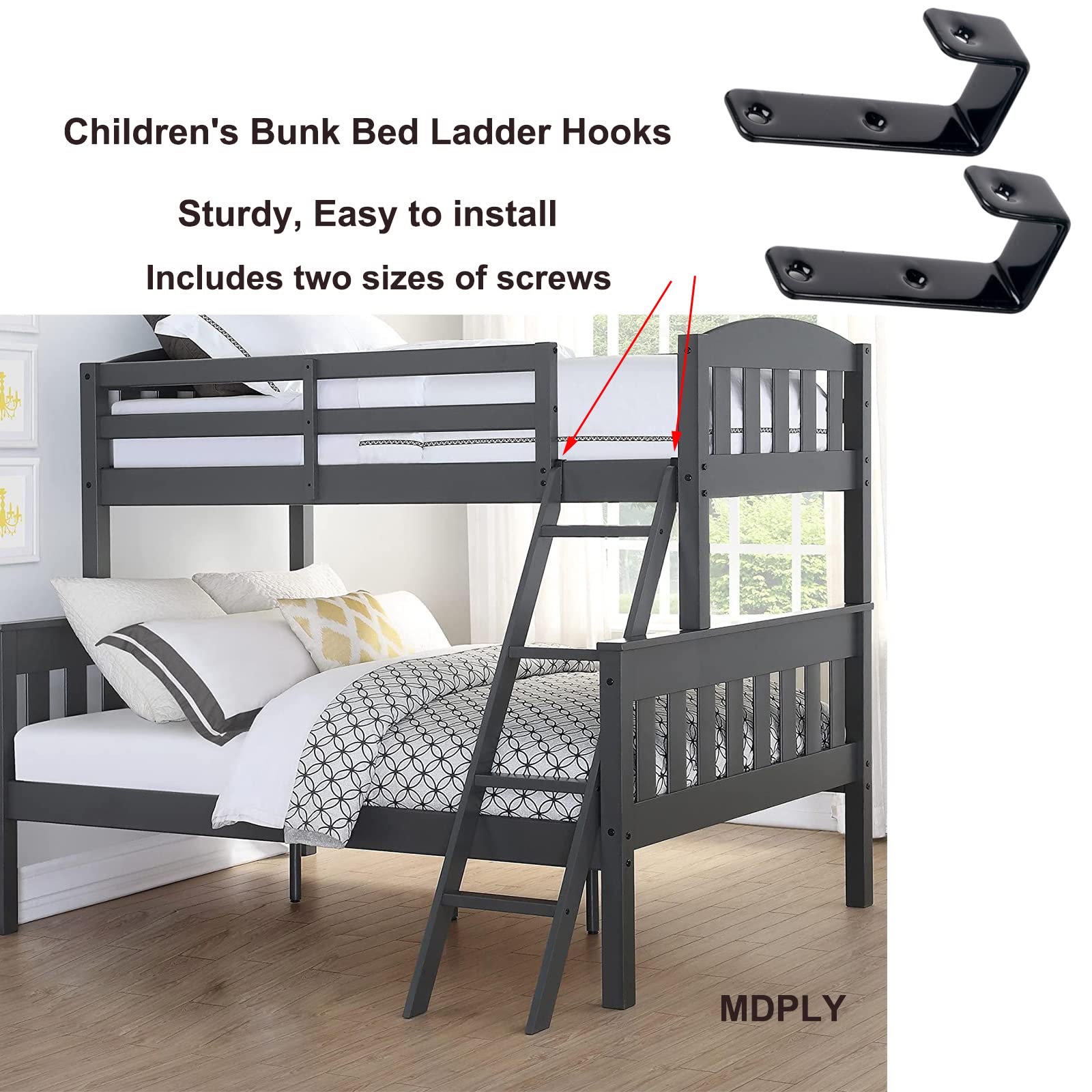 2 Pack Heavy Duty Bunk Bed Ladder Hooks - 1