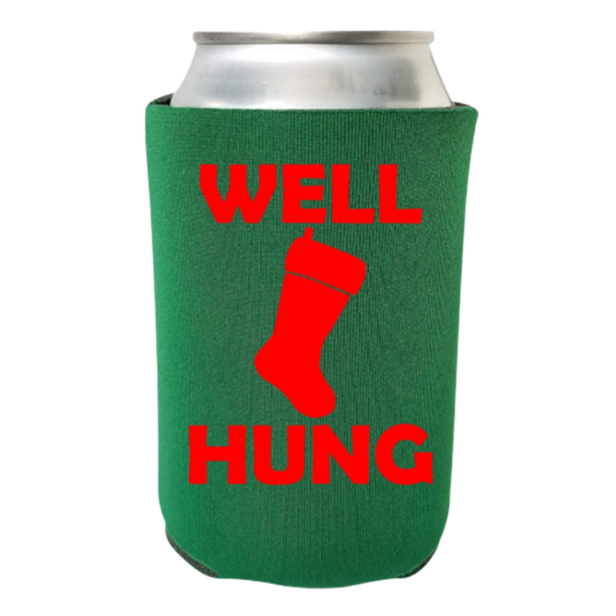 Funny Christmas Can Cooler - Well Hung Insulated Beer Koozie - Holiday Alcohol Gift for Parties & Gifts - Perfect for Christmas Celebrations, Office Parties & Stocking Stuffers