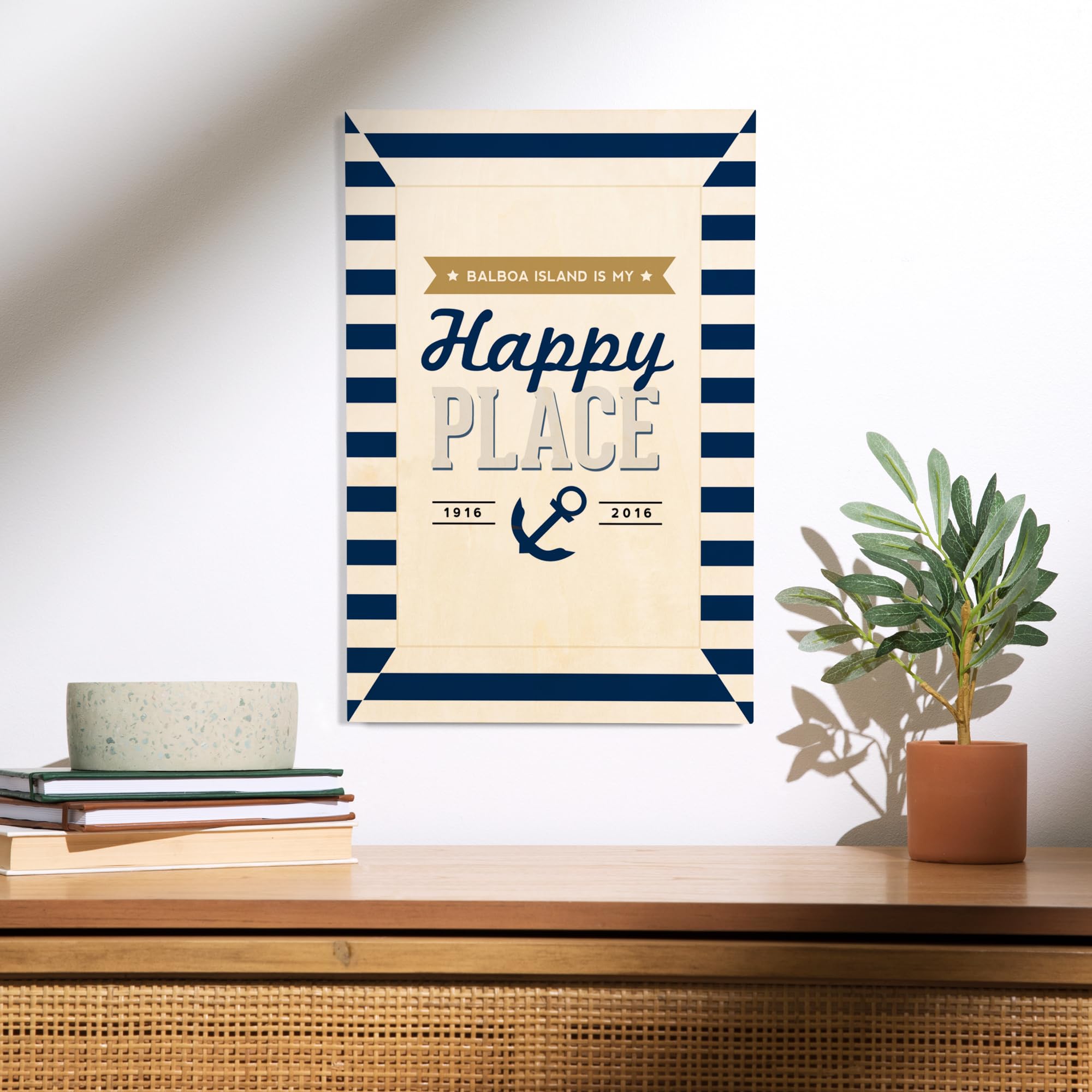 Lantern Press 12x18 Inch Premium Wood Wall Sign - Balboa Island California Decor - Ready to Hang Home & Office Wall Art - Perfect for Living Room, Bedroom, or Beach House Decor