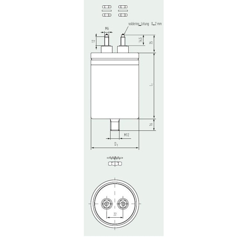 Heavy Duty AC Film Power Capacitor 5uF 1350VAC/2250VDC 50x62mm with Stud - E62.G85 502G10 -40°C to 85°C 200,000 Hours for Industrial Motors, HVAC Systems, and Power Electronics