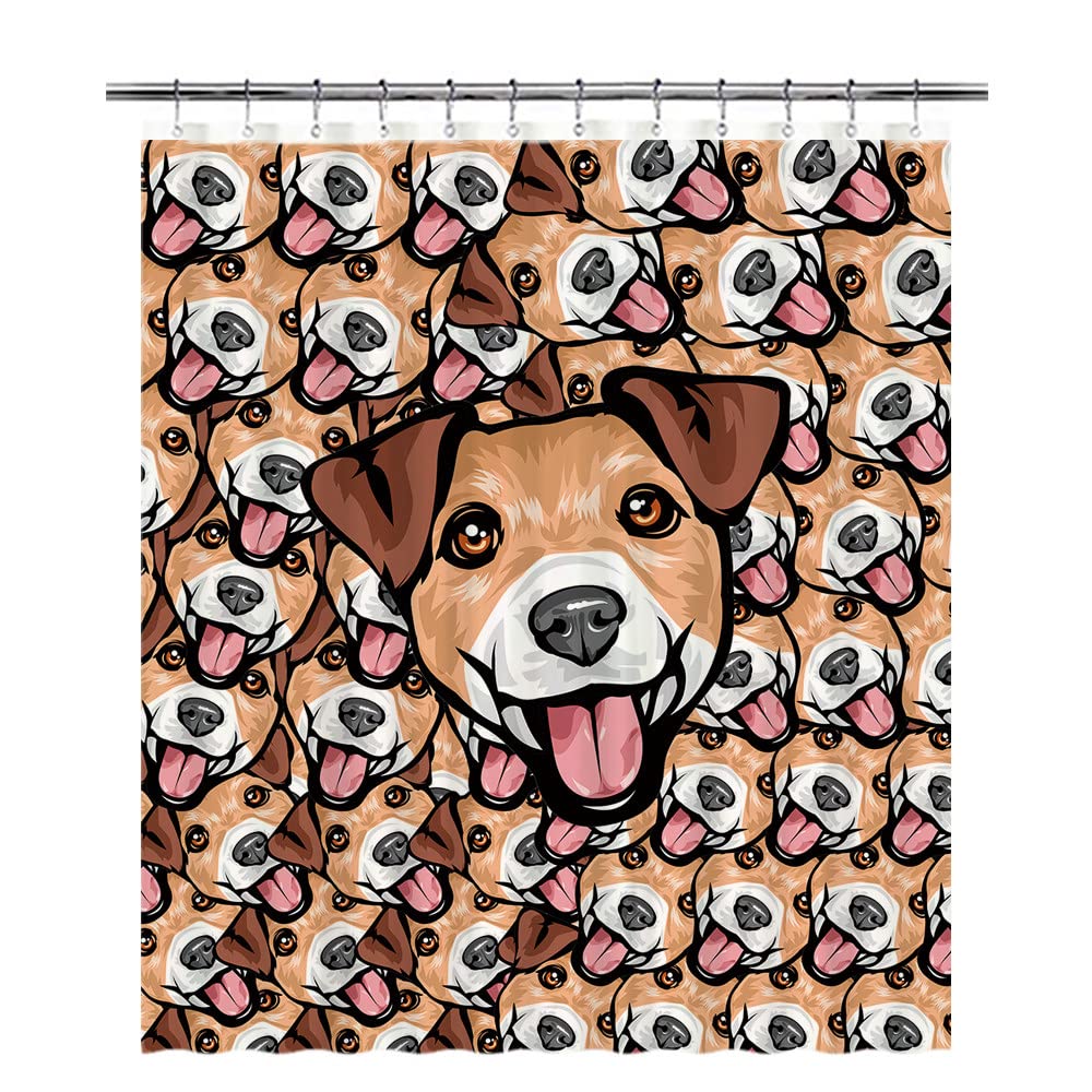Waterproof Jack Russell Terrier Dog Shower Curtain - Cute Pet Mash Face Design for Dog Lovers & Kids Bathroom Decor - 72x72 Inch with 12 Hooks - Perfect for Themed Bathrooms, Pet Lover Gifts & Animal-Inspired Home Decor