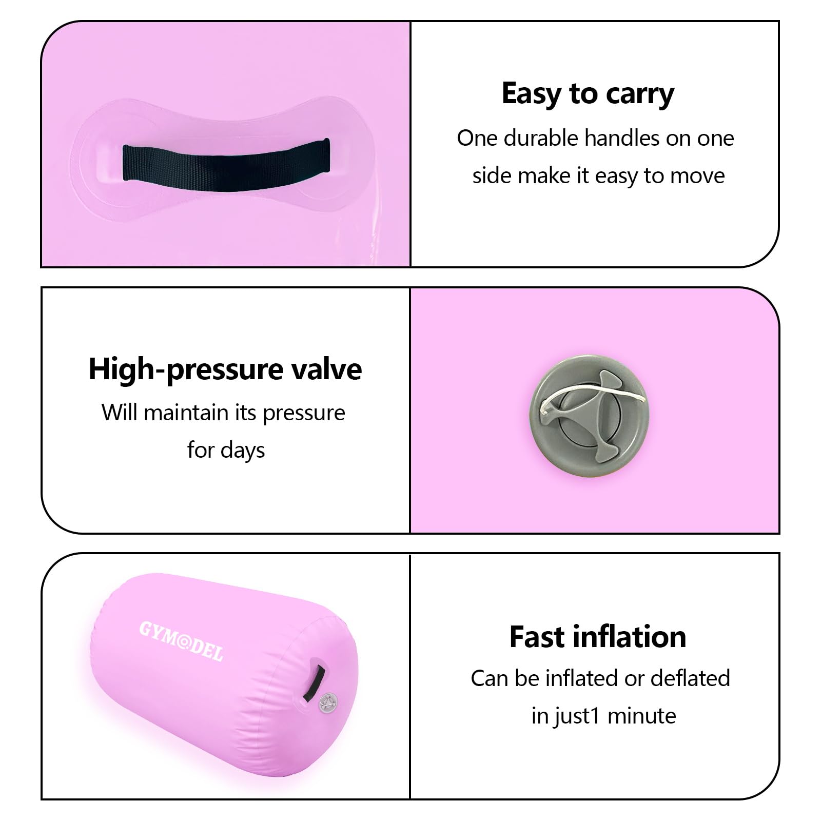 Inflatable Gymnastics Barrel Roller - Air Tumbling Mat for Back Handspring Training, Cheerleading & Yoga | Portable Home & Outdoor Use with Pump Included | Perfect for Gymnasts, Cheerleaders & Fitness Enthusiasts