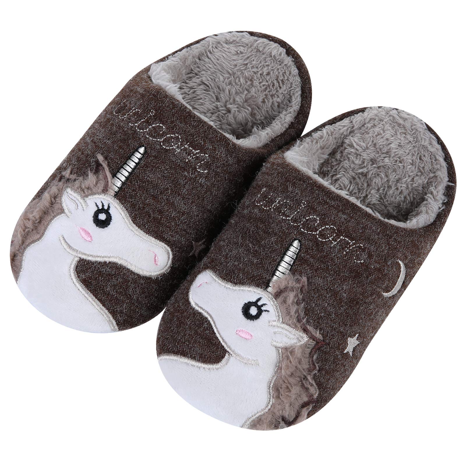 Adorable Kids Unicorn House Slippers - Soft Fuzzy Indoor Slippers with Waterproof Sole for Girls & Boys - Perfect for Home, Bedroom, and Playtime Comfort