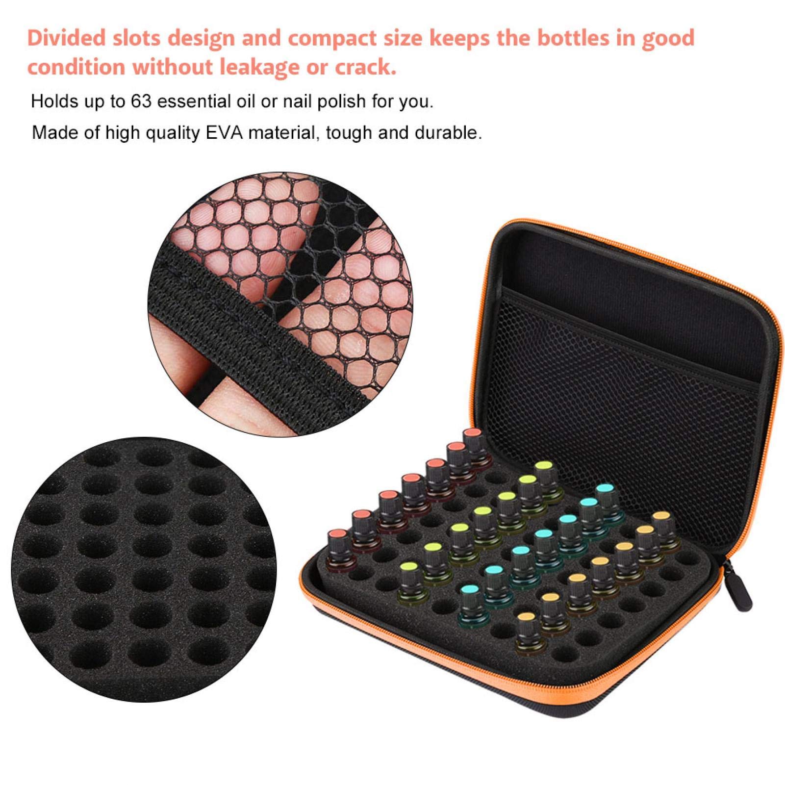 63-Slot Essential Oil Travel Case with Foam Insert & Handle - Portable Aromatherapy Storage Organizer for On-The-Go Use (Orange) | Perfect for Travel, Home, and Office Use