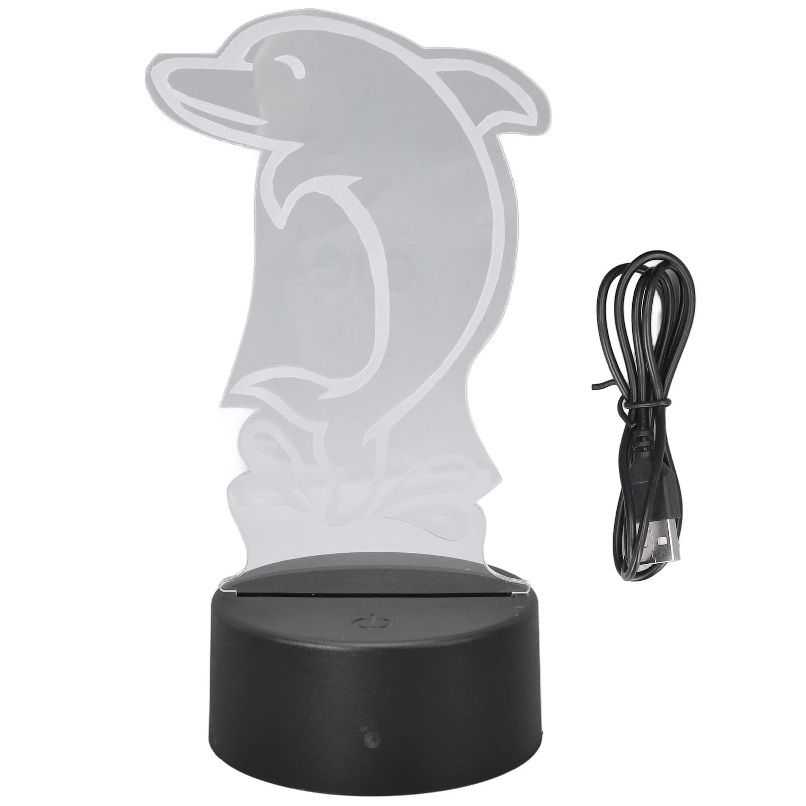3D Dolphin Night Light - 7 Color Changing USB/Battery Powered Acrylic Lamp with Touch Control & Projection Base | Bedroom Decor, Kids Room Nightlight, Gift for Ocean Lovers
