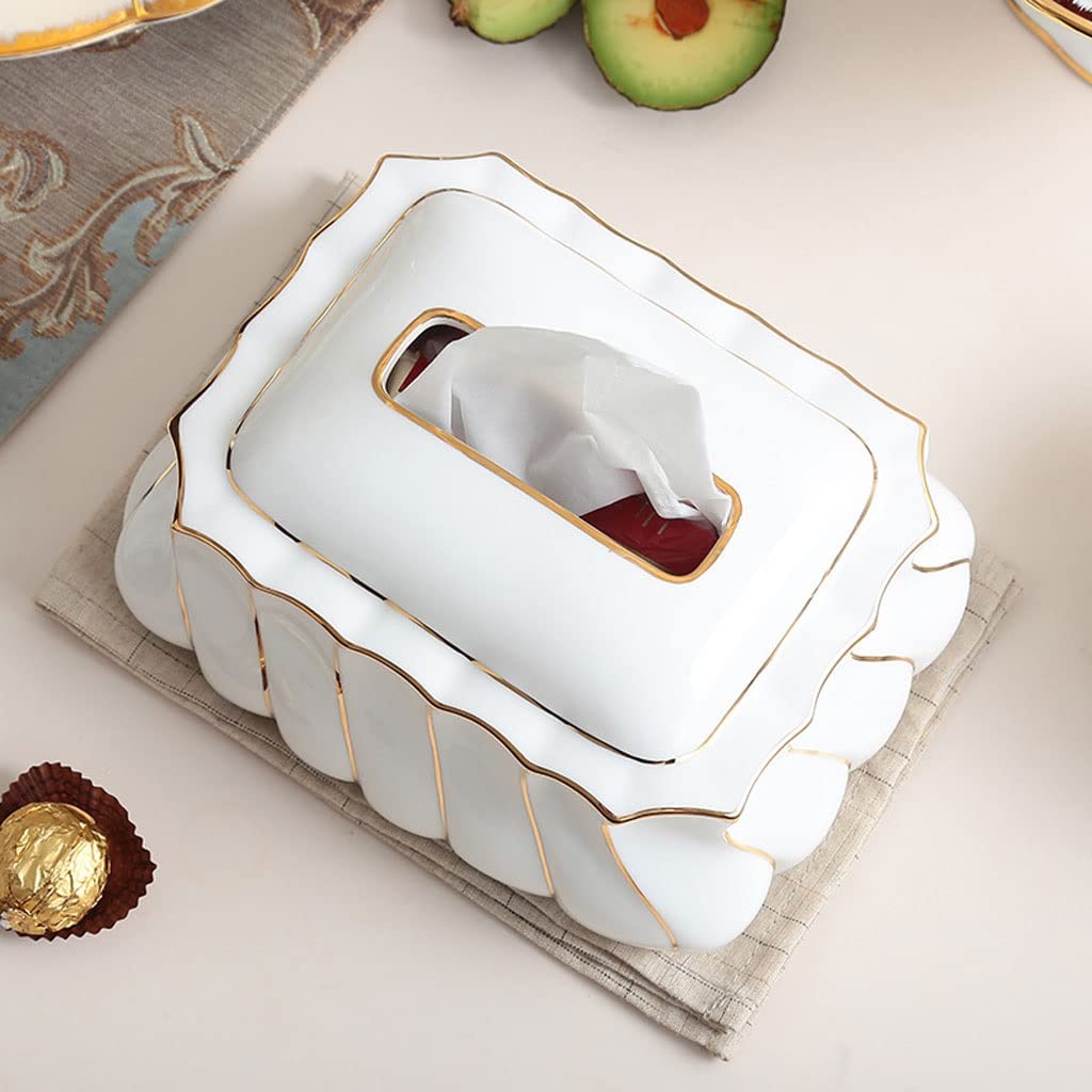 Modern White Rectangular Tissue Box Cover - Creative Storage Holder for Disposable Facial Tissues | Perfect for Bathroom Vanity, Bedroom Dresser, Nightstand, Desk & Table Decor | Home & Office Organization Accessory