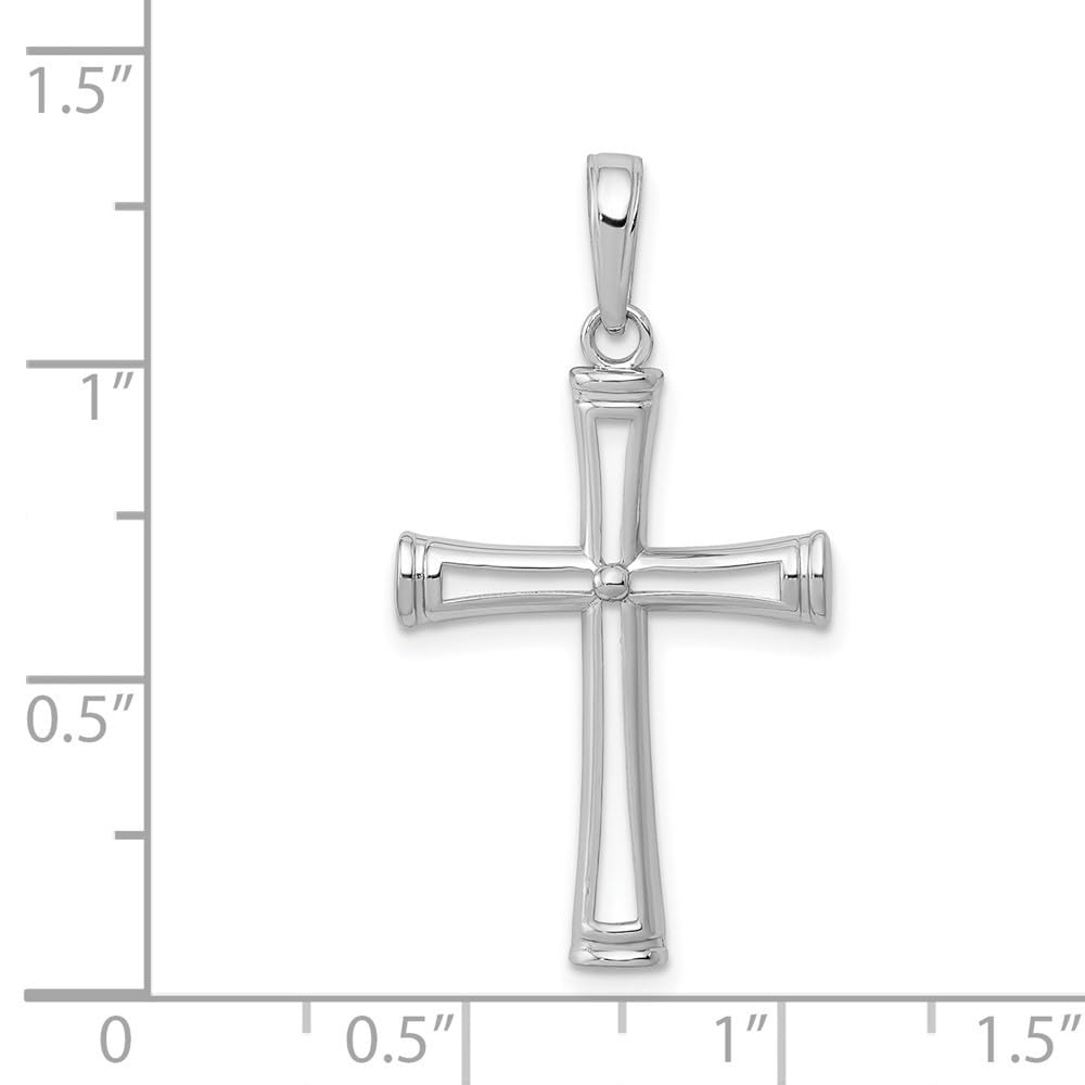 14K Gold Polished Cut-Out Cross Pendant Necklace for Women - Elegant Religious Jewelry Gift for Baptism, Confirmation & Everyday Wear | Diamond2Deal