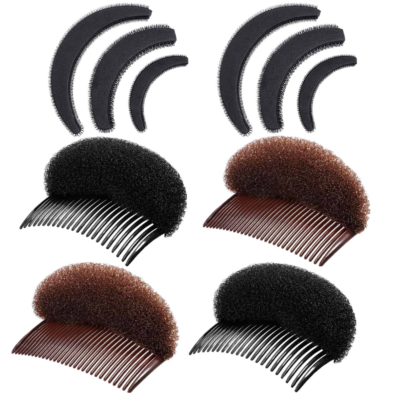 10-Piece Hair Volumizing Accessories Set for Women - Braiding Tools, Bump It Base & Volumizing Hair Comb (Black & Brown) | Perfect for Styling, Cosplay & Everyday Hair Volume Boost