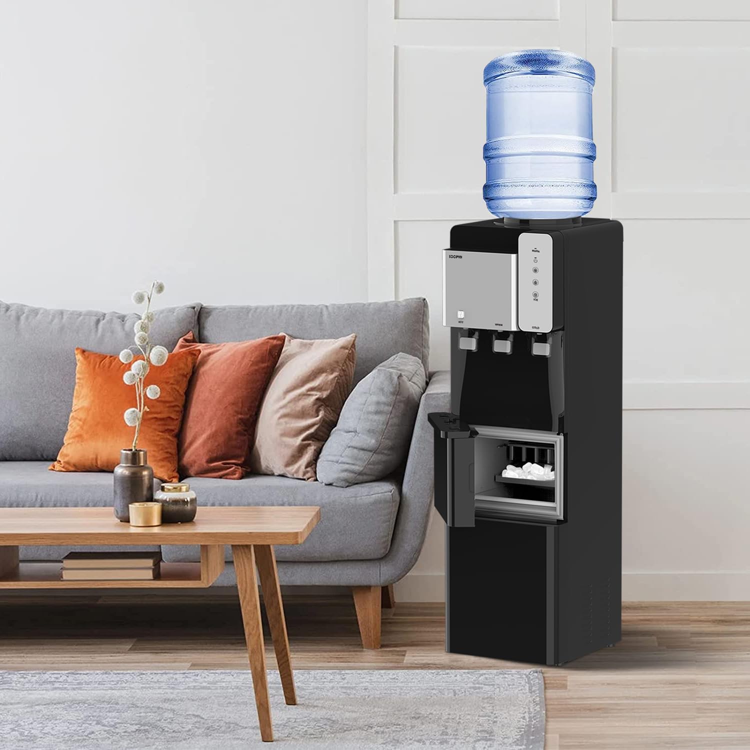 Premium 5-Gallon Top Load Water Cooler Dispenser - Hot, Cold & Ice Maker with Child Safety Lock | Ideal for Home, Office & Schools | Energy Efficient & Space Saving Design