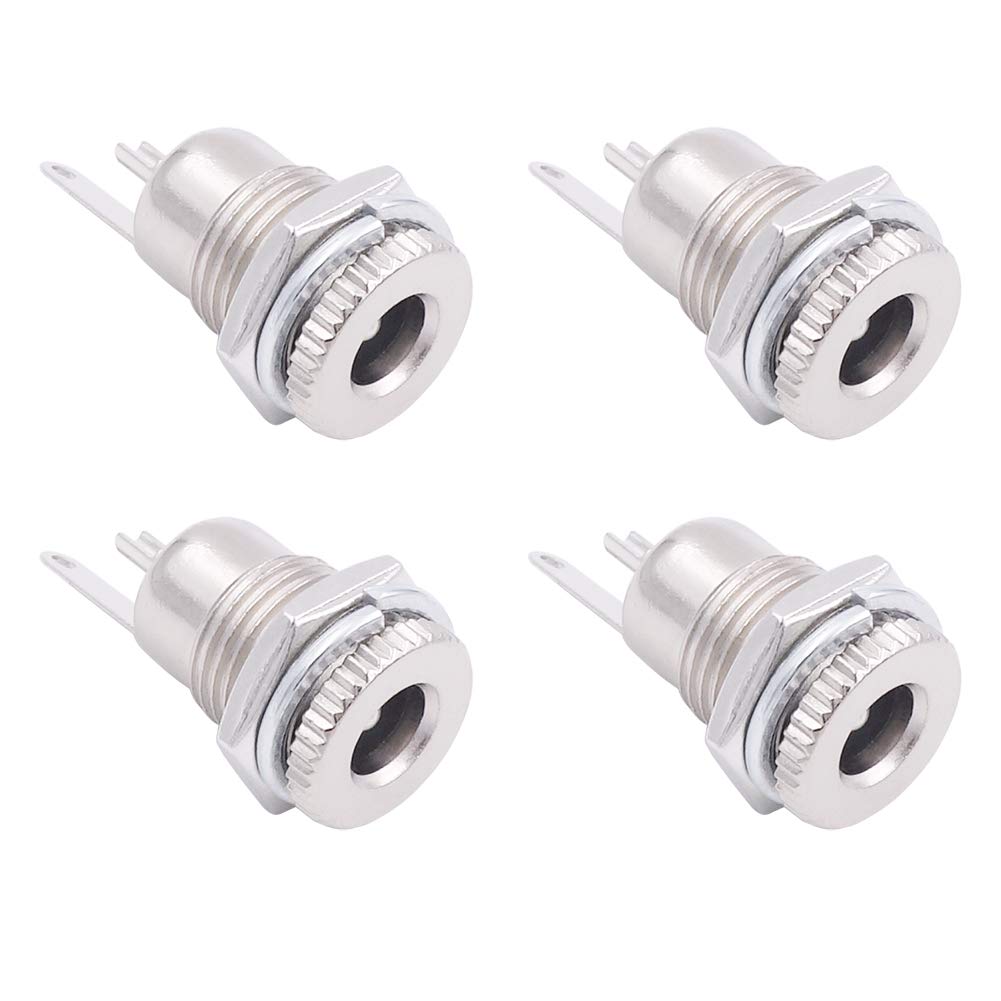 Fancasee 4 Pack 5.5mm x 2.1mm Female DC Power Jack Socket Panel Mount Connector - 2 Pin Solder Type Metal Power Supply Adapter for DIY Electronics, CCTV Cameras, LED Strips & Audio Equipment
