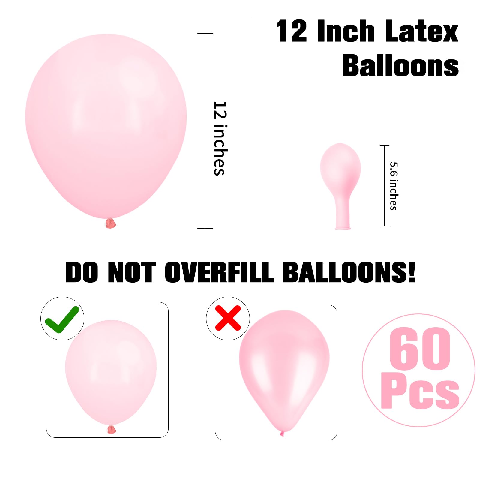 60PCS 12 Inch Light Pink Latex Balloons for Balloon Arch, Pastel Pink Party Decorations - Perfect for Birthday Parties, Bachelorette Events, Y2K Theme & Mean Girl Inspired Celebrations