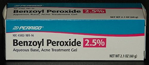 Perrigo 2.5% Benzoyl Peroxide Acne Treatment Gel - 60g Tube (Pack of 6) - Fast-Acting Face & Body Acne Solution for Teens & Adults - Clear Breakouts & Prevent Future Acne